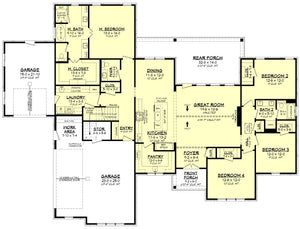 h7266-a hawthorne house first floor plan 4 beds 2.5 baths