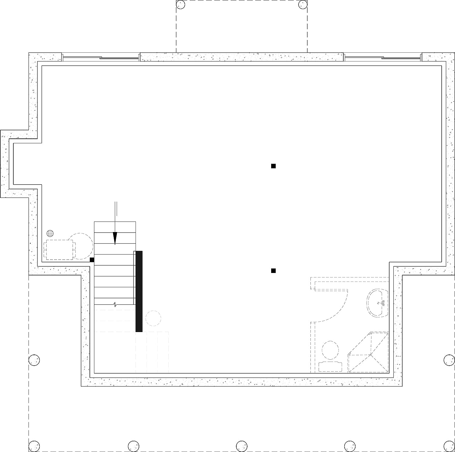 T8009-A French Country House Basement Floor Plan, 2 Bedrooms, 1.5 Bathrooms | Eloise 2595