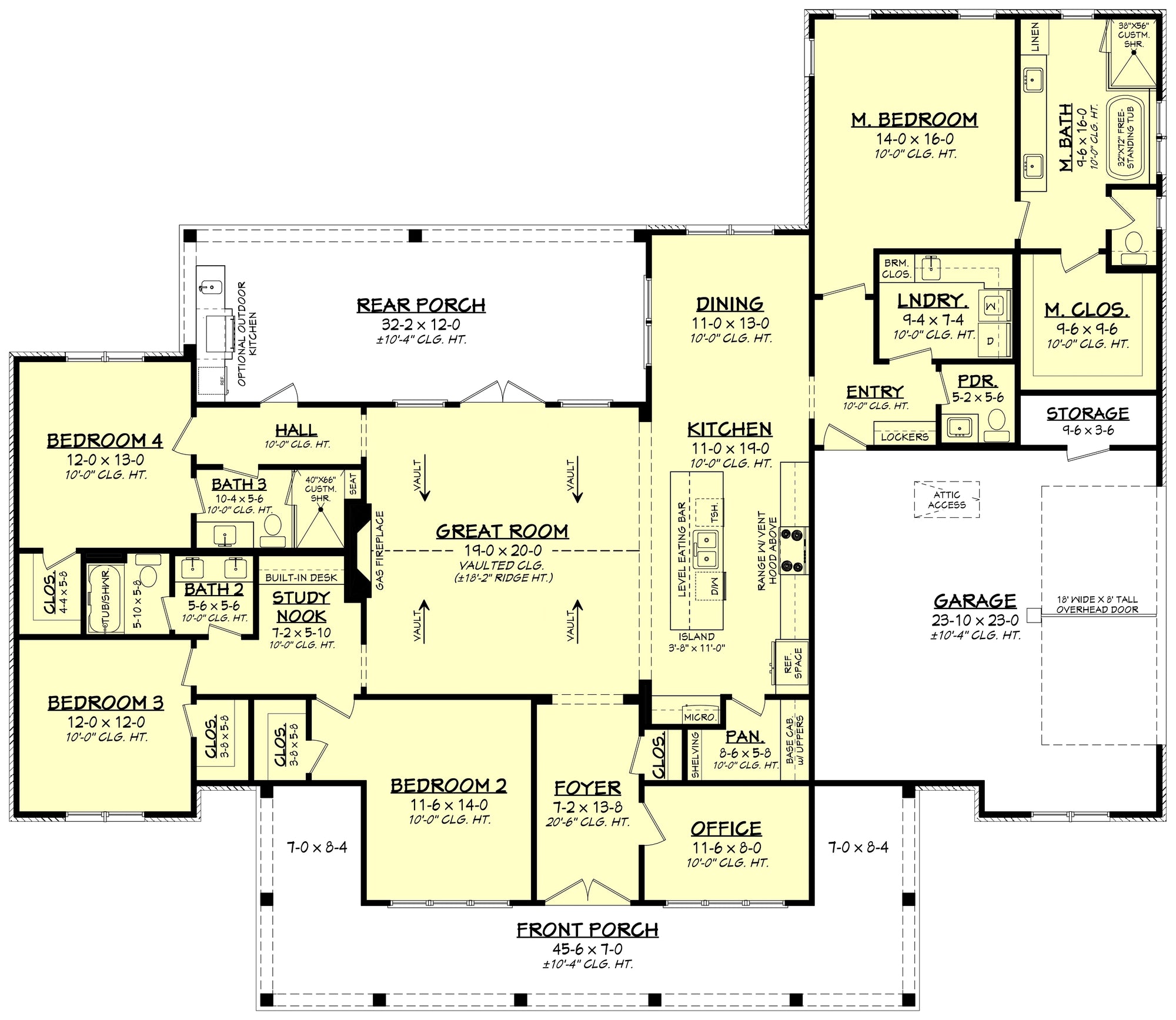 H6227-A Modern Farmhouse First Floor Plan, 4 Bed, 3.5 Bath | 2655-S House Plan