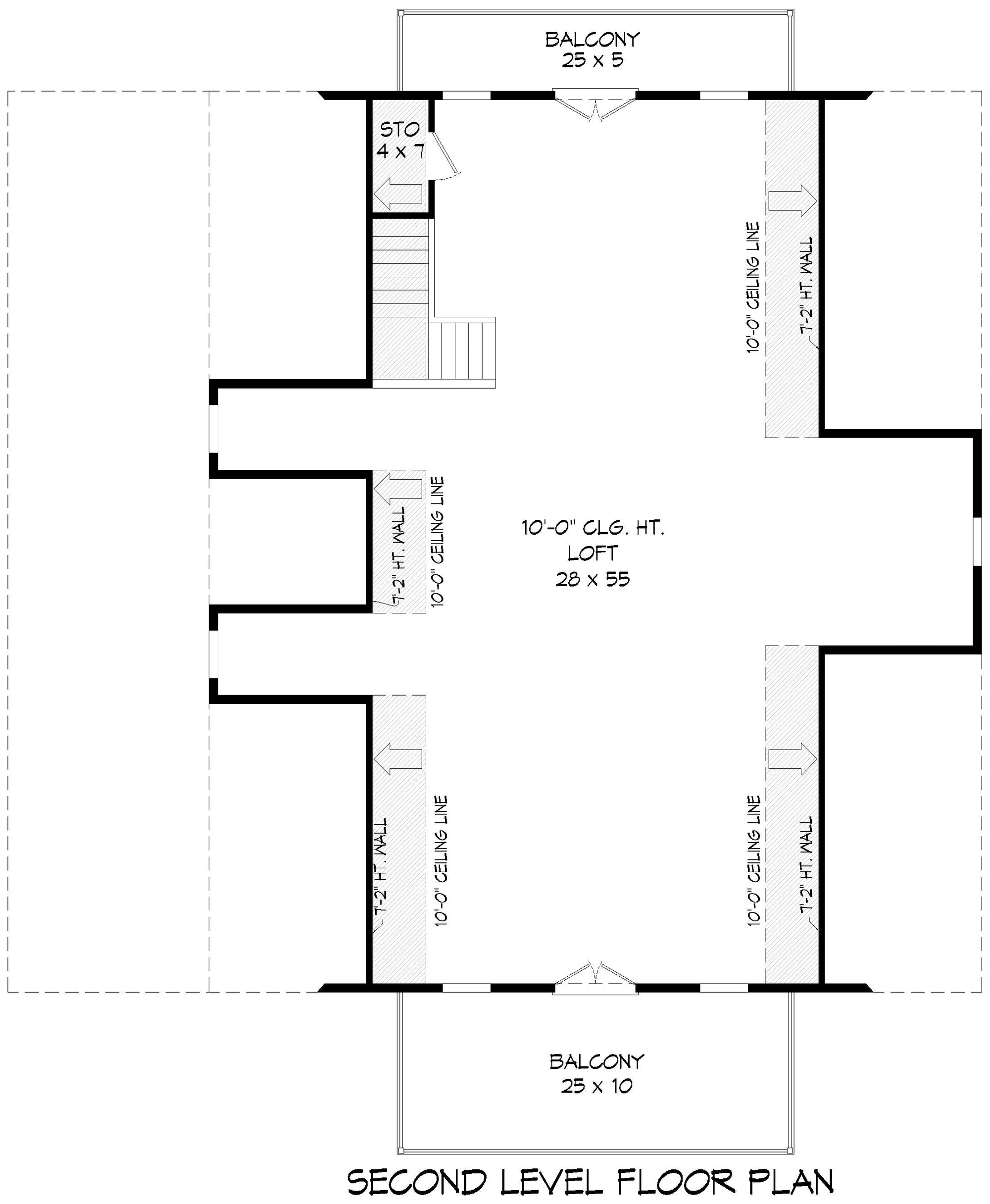 Barn Shed with Garage and Storage Second Floor Plan| 6,524 Sq Ft | Shiloh Oaks Barn House Plan