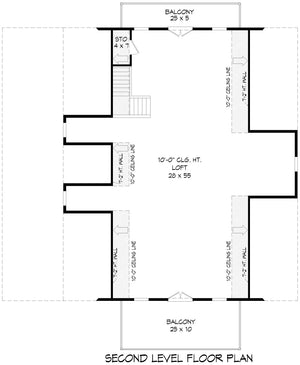 barn shed with garage and storage second floor plan| 6,524 sq ft | shiloh oaks barn house plan