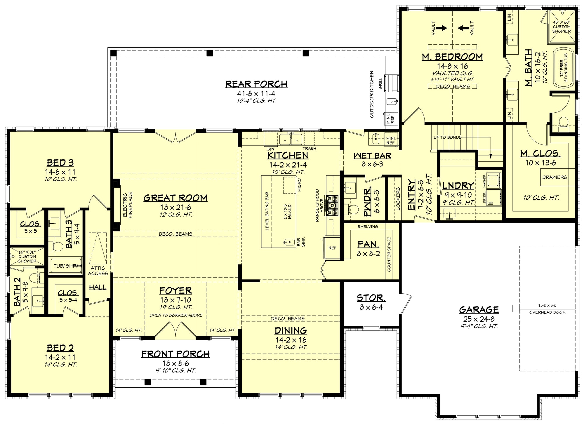 H8379-A Transitional House First Floor Plan, 3 Bedrooms, 3.5 Bathrooms | Hawkridge House Plan