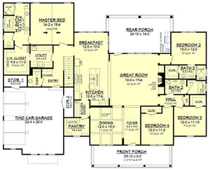 meadow land house plan - archival designs house plans, floor plan