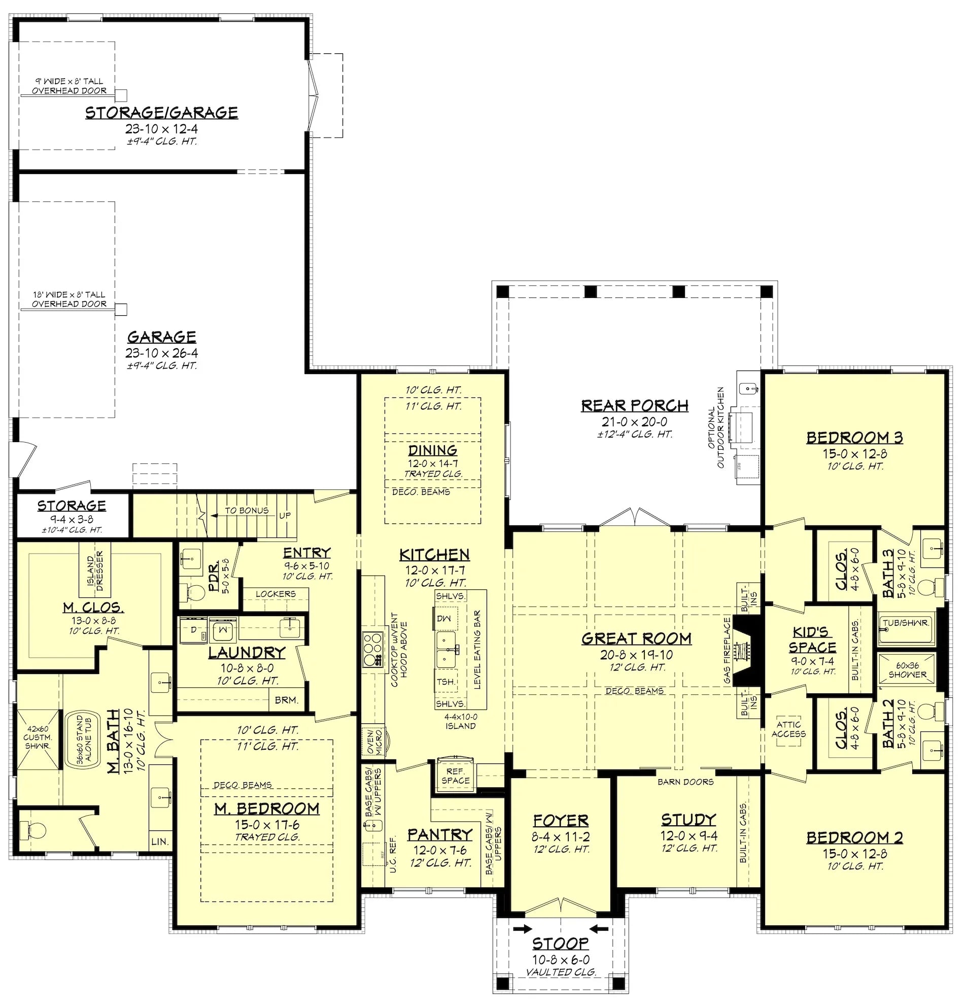 H7274-A Cambridge House First Floor Plan 3 Beds 3.5 Baths