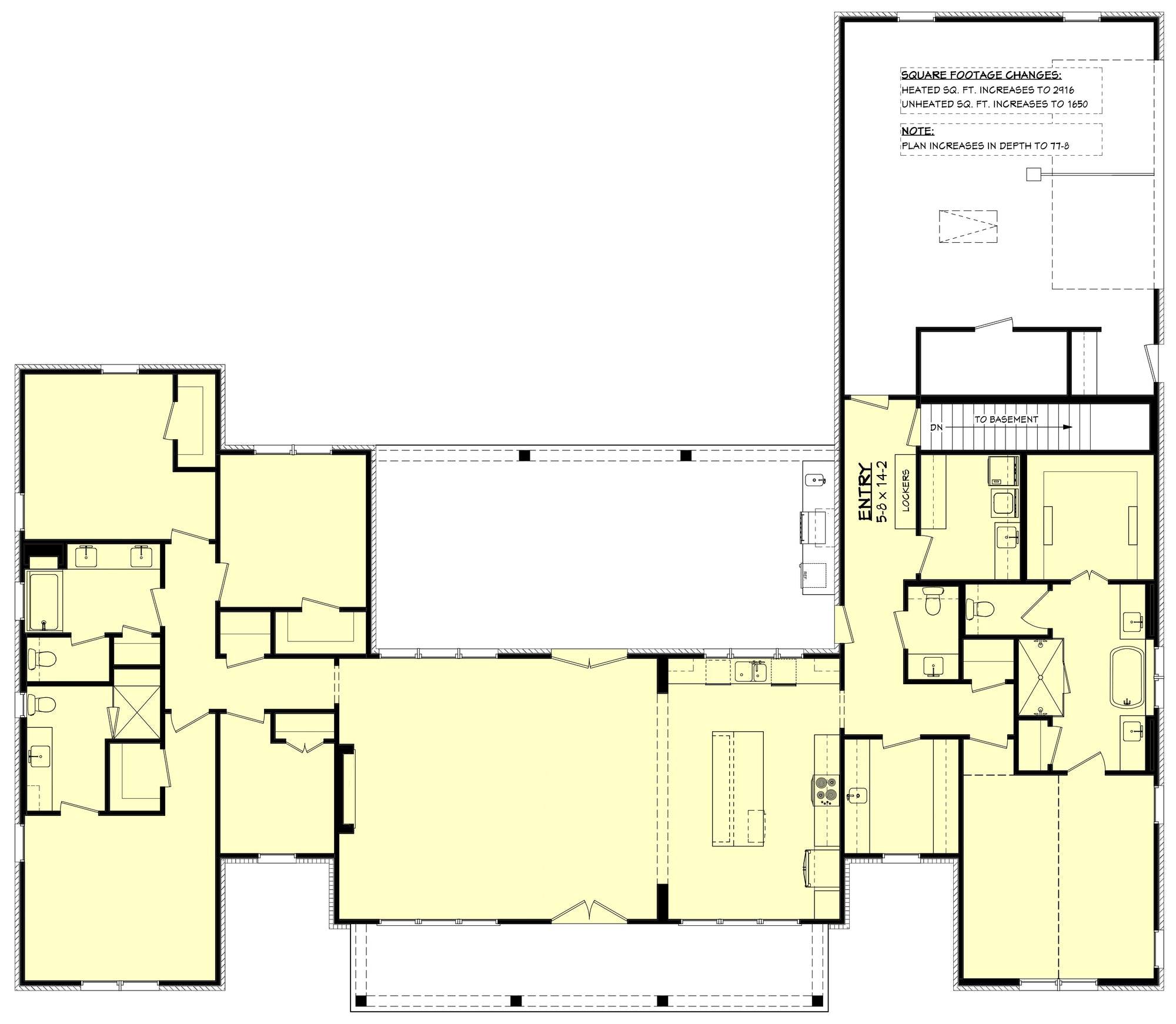 H7783-A Transitional House Basement Stair Location Floor Plan, 4 Bedrooms, 3.5 Bathrooms | Magnolia Ridge House Plan