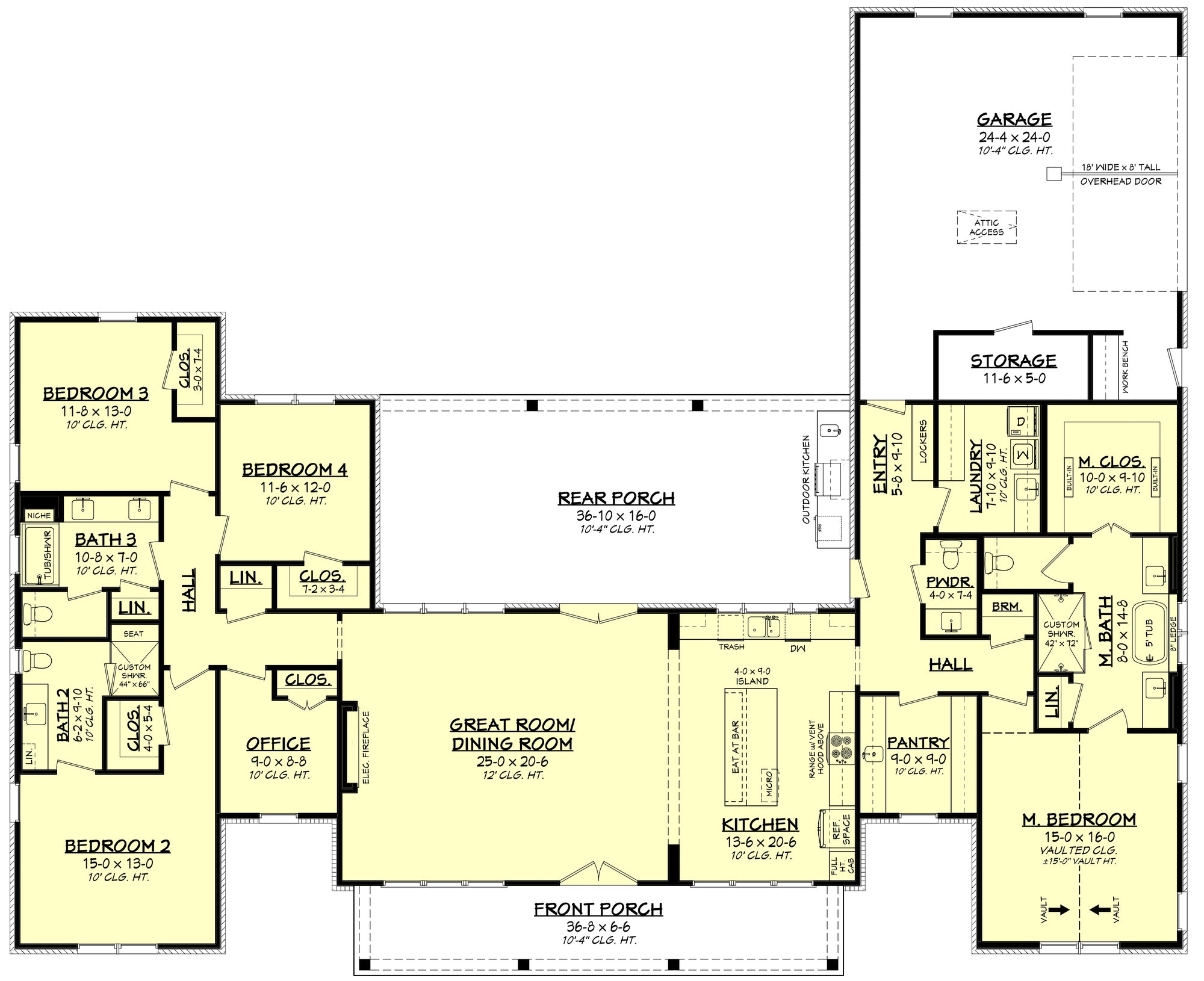 H7783-A Transitional House First Floor Plan, 4 Bedrooms, 3.5 Bathrooms | Magnolia Ridge House Plan