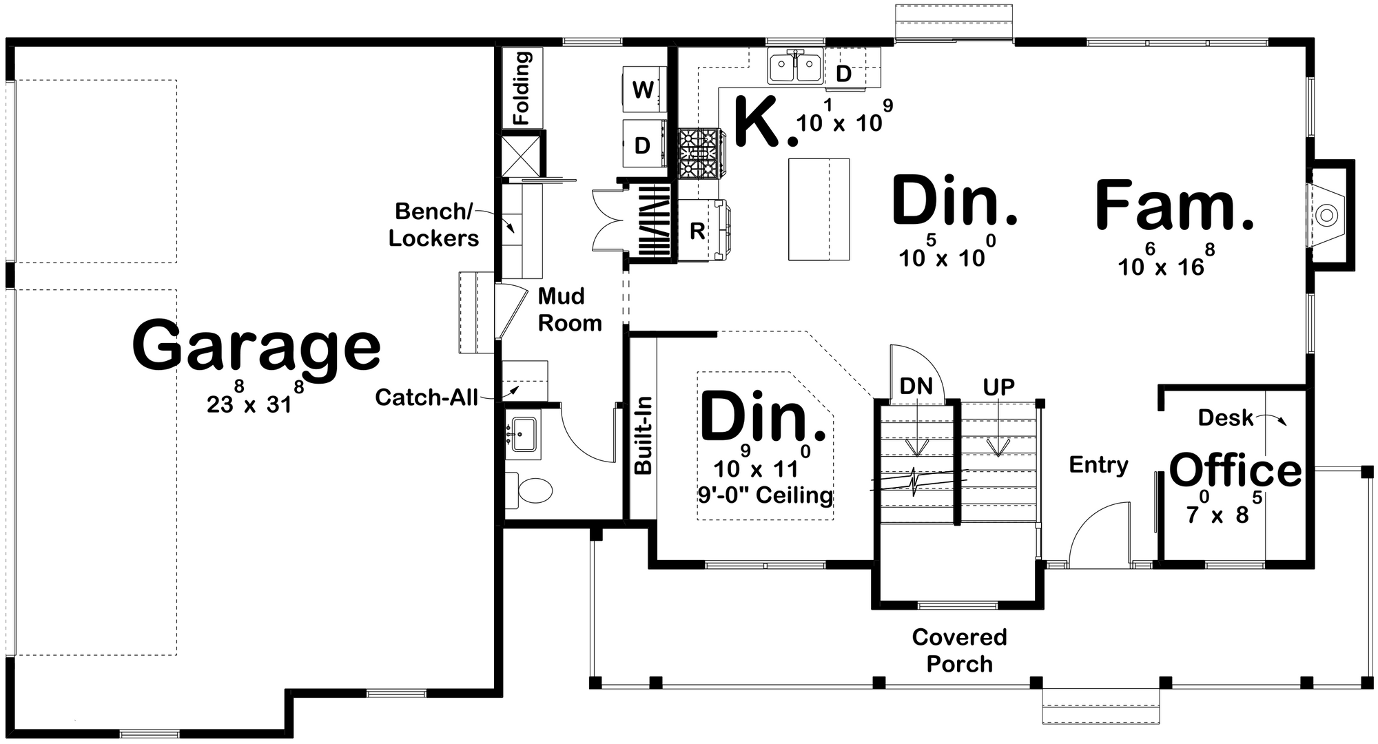 G7729-A Modern Farmhouse First Floor Plan, 3 Bedrooms, 2.5 Bathrooms | Herman Farm