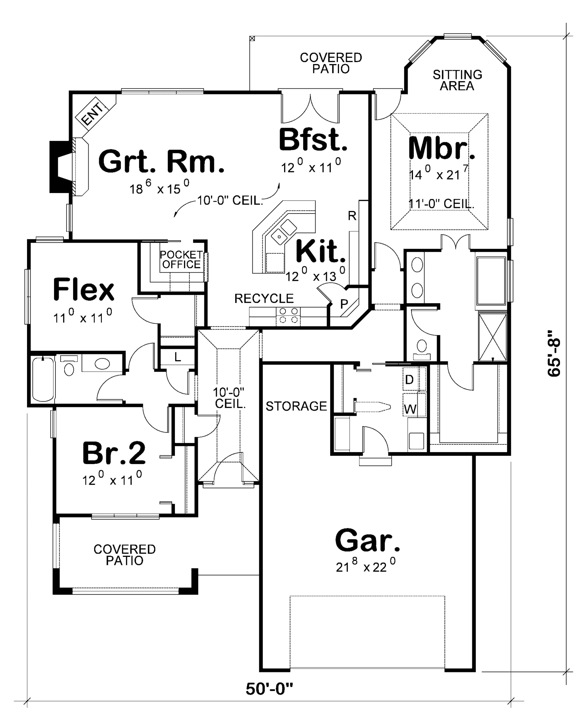 AB7769-A French Country House First Floor Plan, 2 or 3 Bedrooms, 2 Bathrooms | Prichett House Plan