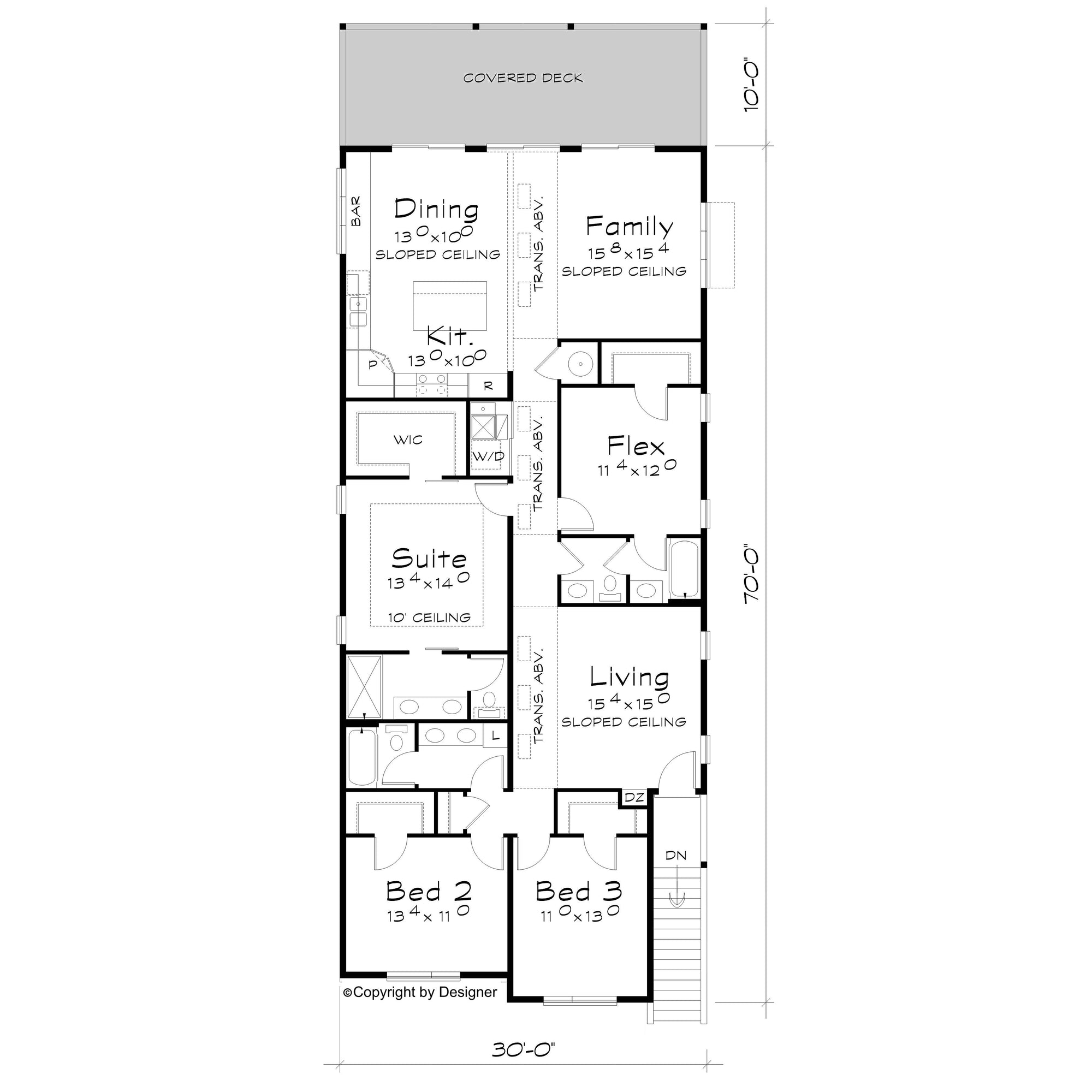 AB8065-A Contemporary House First Floor Plan, 4 Bedrooms, 3 Bathrooms | Xander House Plan