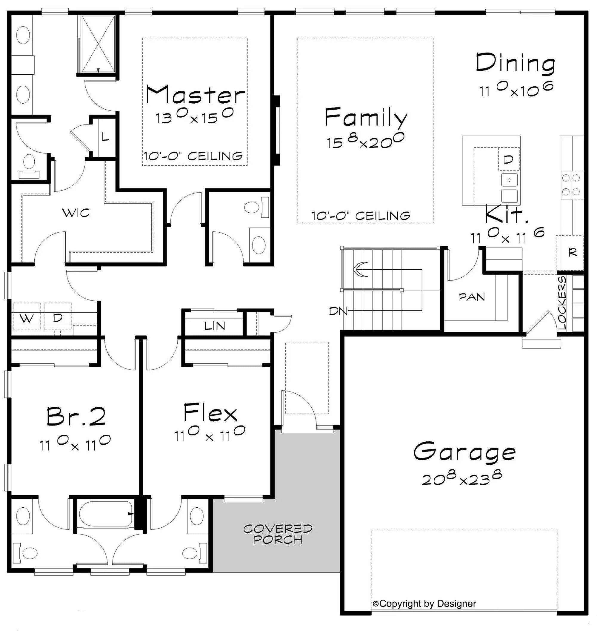 AB7417-A Perri House First Floor Plan 3 Beds 3.5 Baths