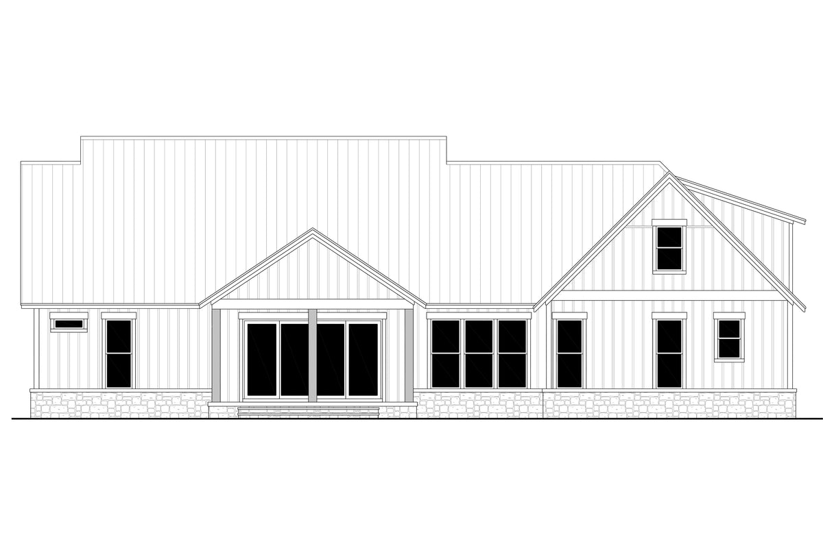 Barton Hills House Plan - Rear Elevation