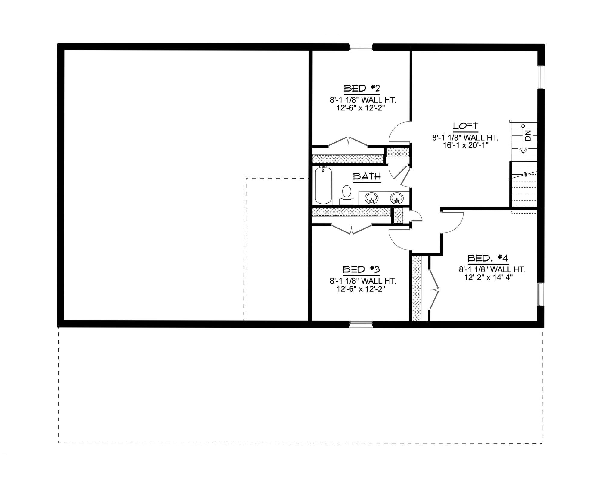 Q7447-A 24509 House Second Floor Plan 4 Beds 2 Baths