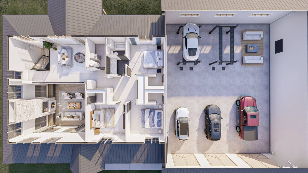 Arlington Heights Shopdominium House Plan - Dollhouse