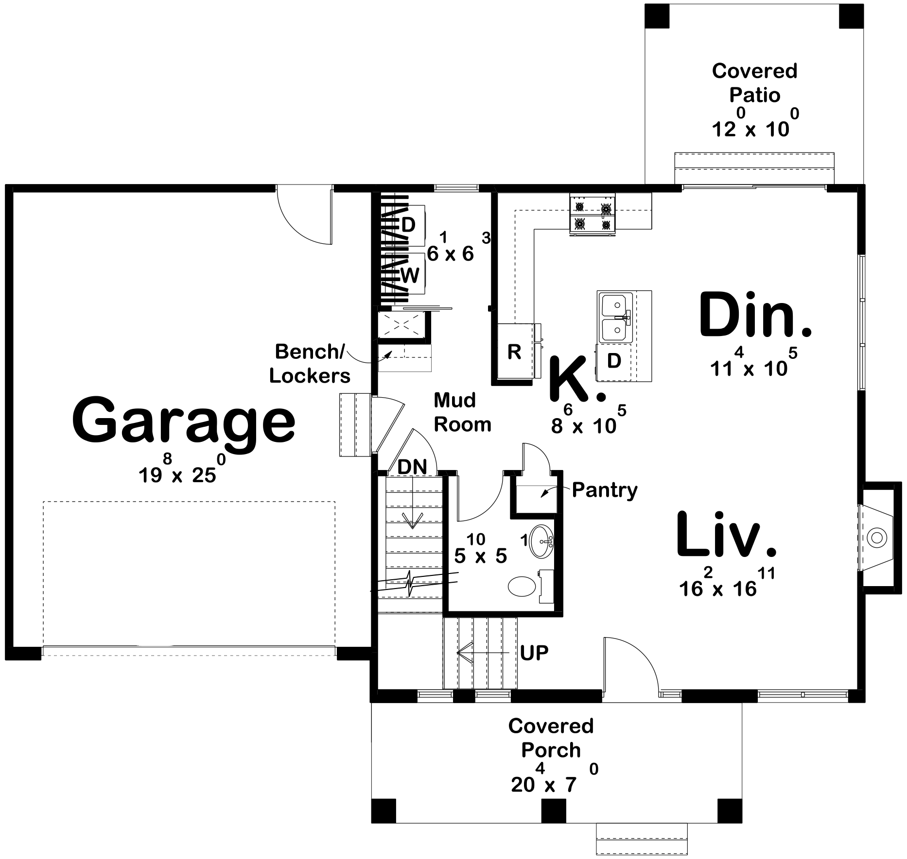 G8001-A Traditional House First Floor Plan, 3 Bedrooms, 2.5 Bathrooms | Worthington 30211