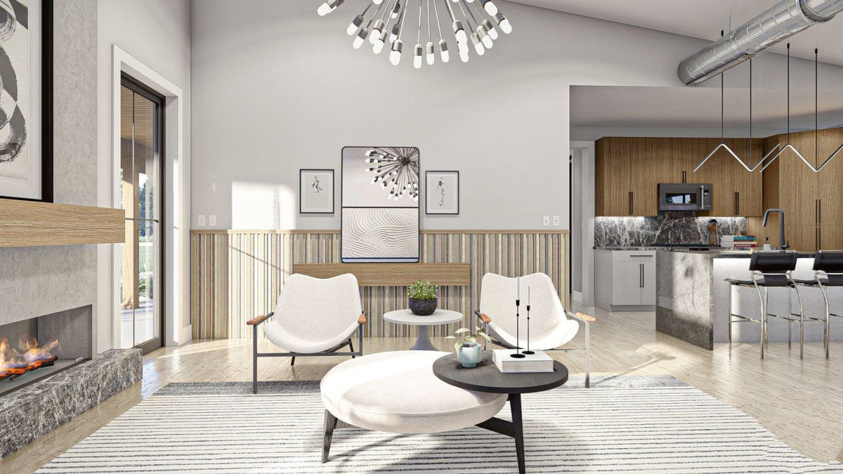 Blue Ridge Barndominium House Plan - Living 