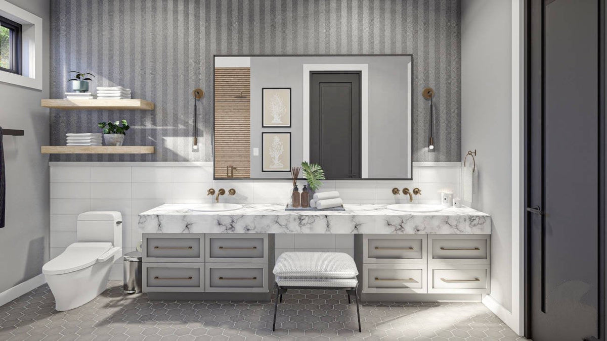 Whalen Flats Barndominium House Plans  - Master Bathroom