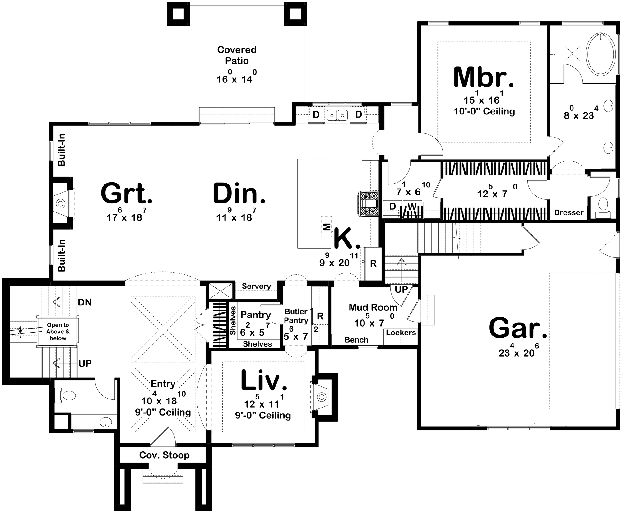 G7902-A Modern Cottage House First Floor Plan, 4 Bedrooms, 4.5 Bathrooms | Charlottesville 30407