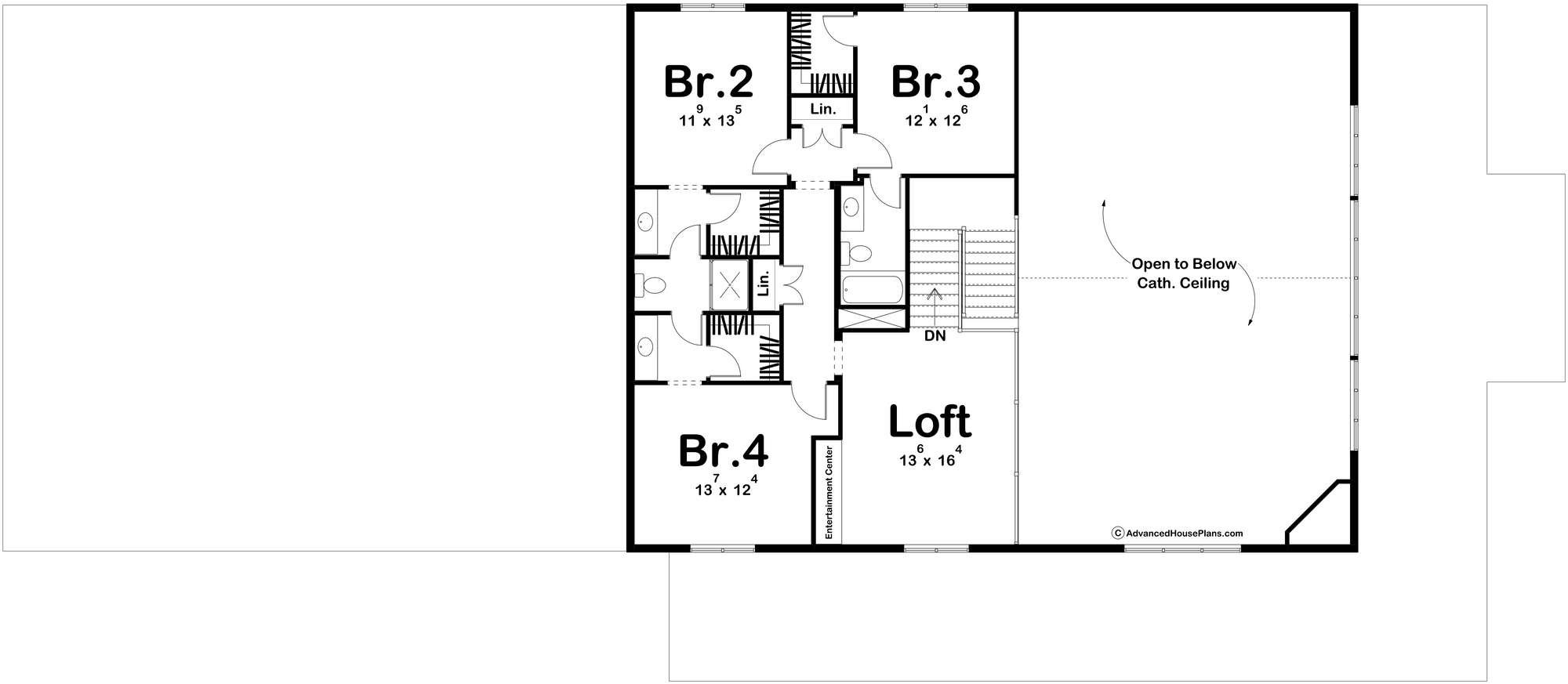 G7879-A Barndominium House Second Floor Plan, 4 Bedrooms, 3.5 Bathrooms | Clear Creek 30437