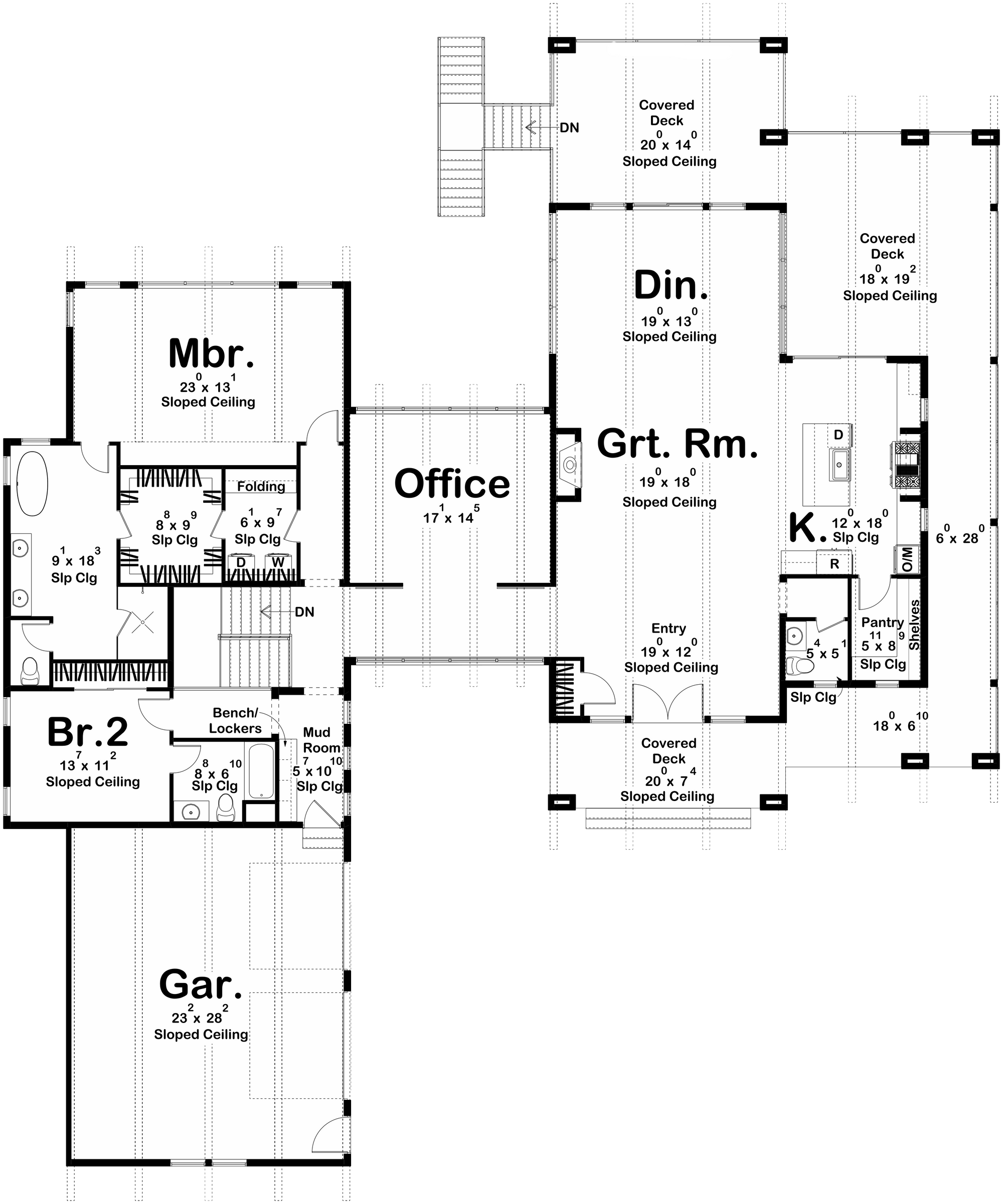 G7905-A Contemporary House First Floor Plan, 2 Bedrooms, 2.5 Bathrooms | Marshbrooke 30458