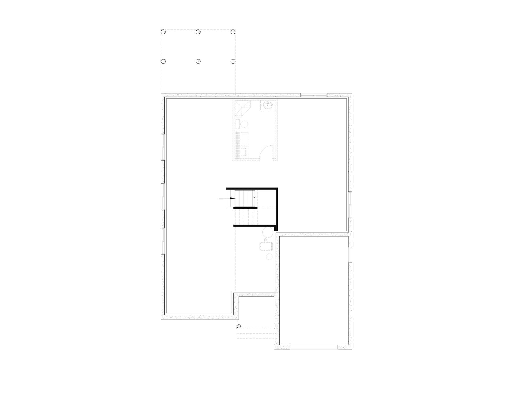 T8033-A Cape Cod House Unfinished Basement Floor Plan, 2 Bedrooms, 1 Bathroom | Stacy 3211