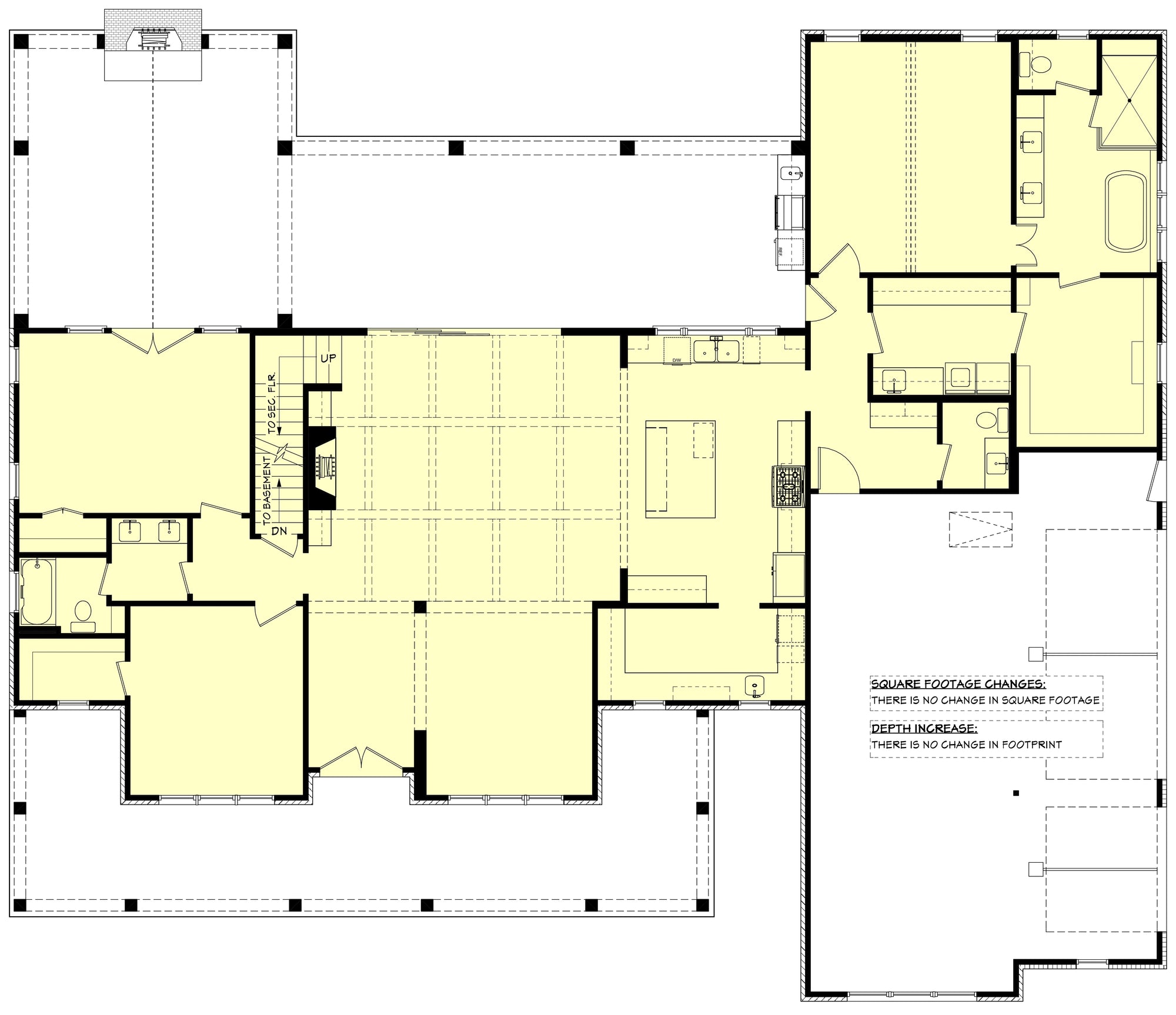 H7265-A Flat Branch House Basement Stair Location Floor Plan