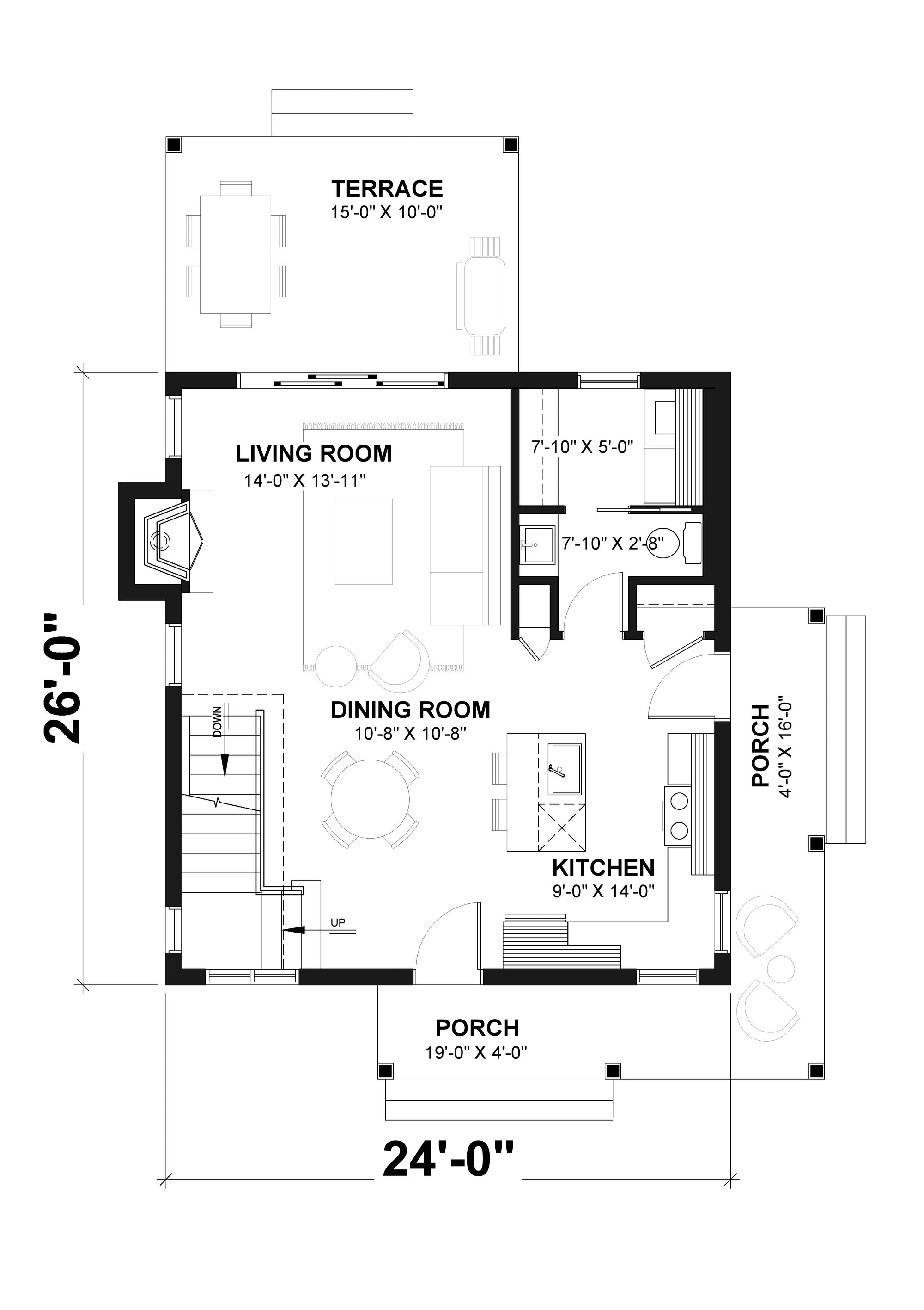 T8031-A Country House First Floor Plan, 2 Bedrooms, 2 Bathrooms | Lamarche 3505
