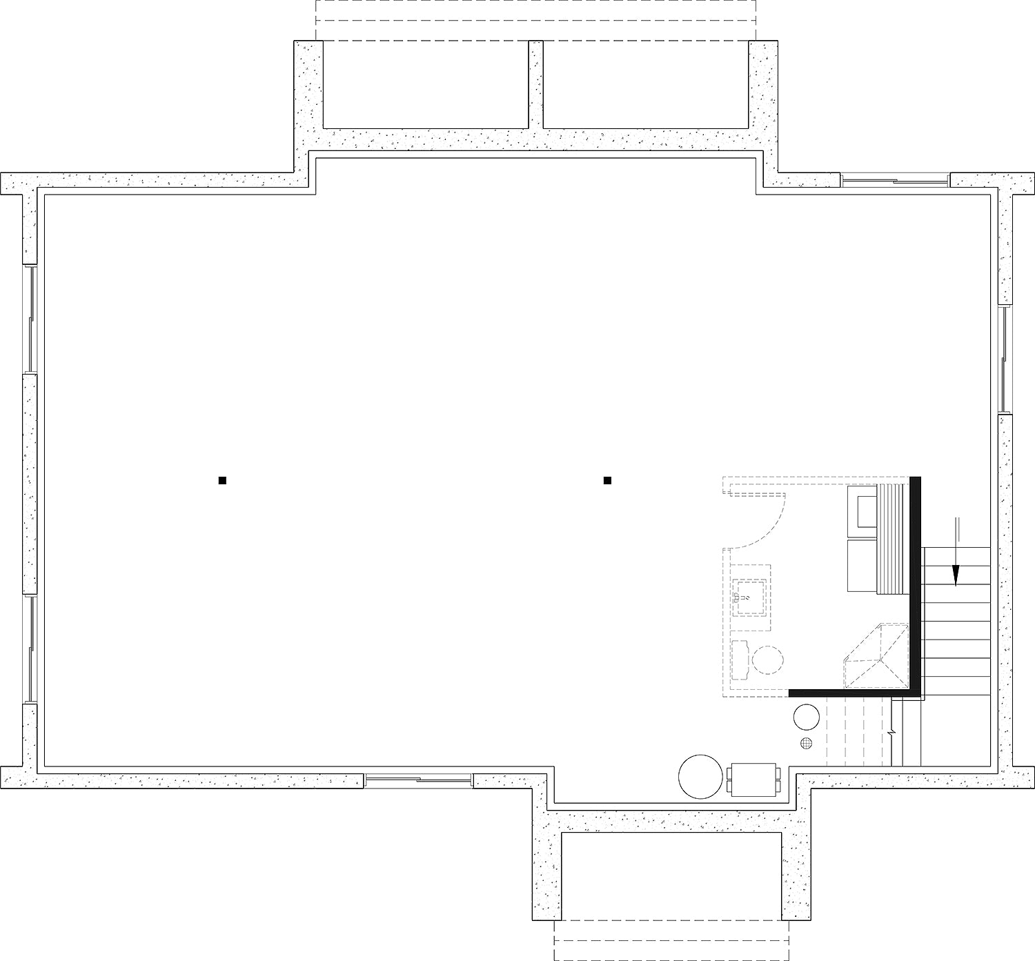 T8021-A Scandinavian House Basement Floor Plan, 2 Bedrooms, 1 Bathroom | Nordic Haven 3978