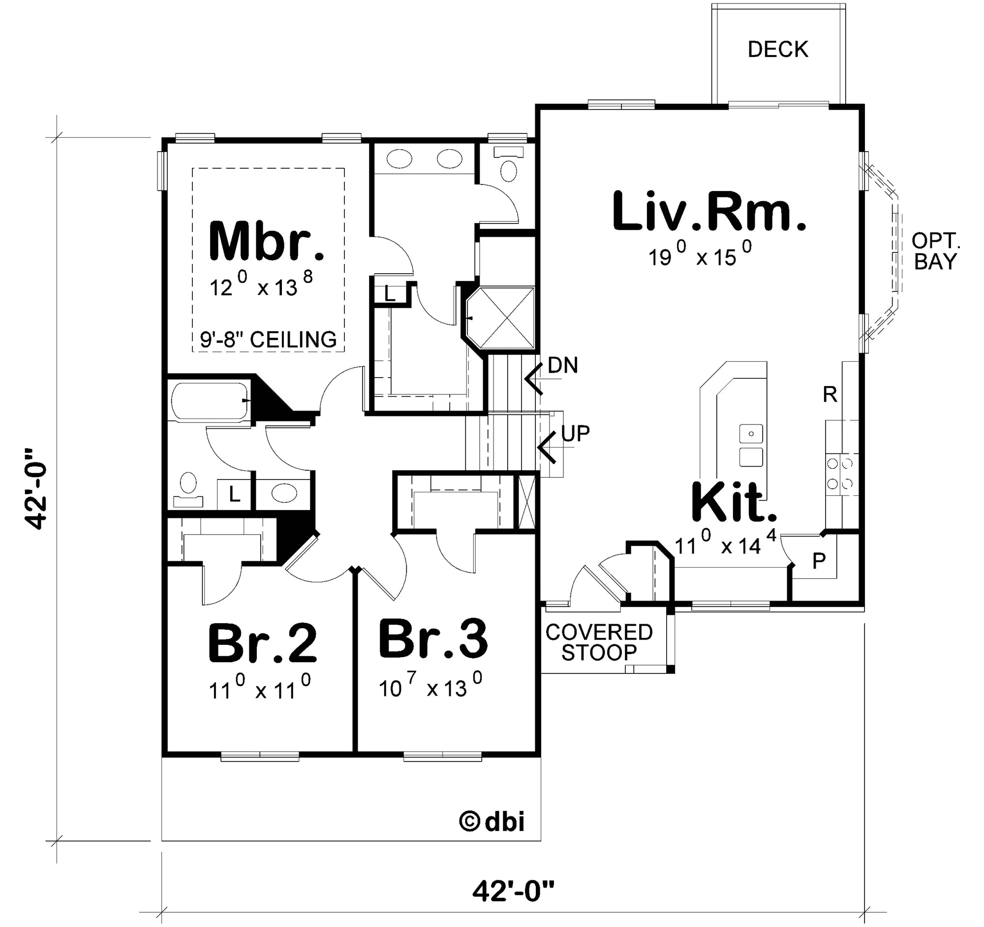 AB7325-A Hurley House First Floor Plan 3 Beds 2.5 Baths