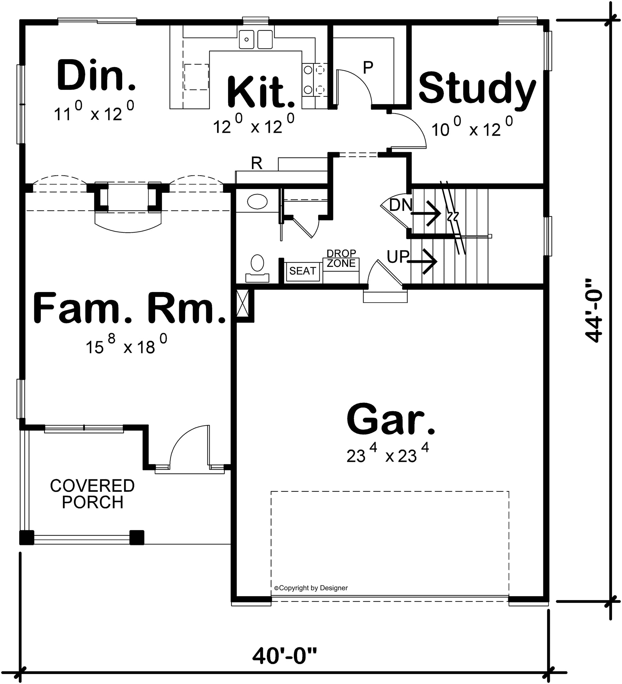 AB7326-A Braiden House First Floor Plan 4 Beds 4 Baths