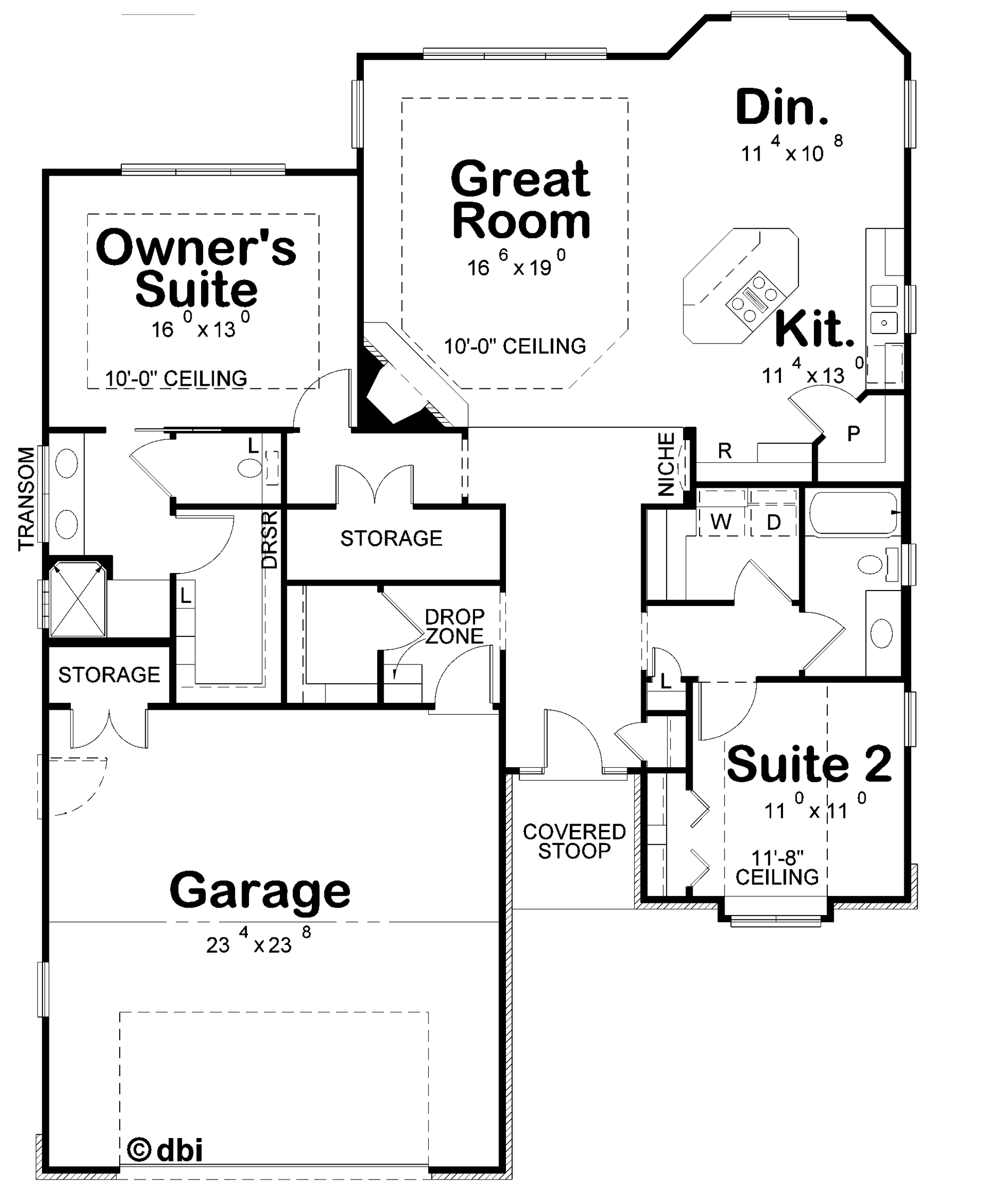 AB8341-A French Country House First Floor Plan, 2 Bedrooms, 2 Bathrooms | Allison House Plan
