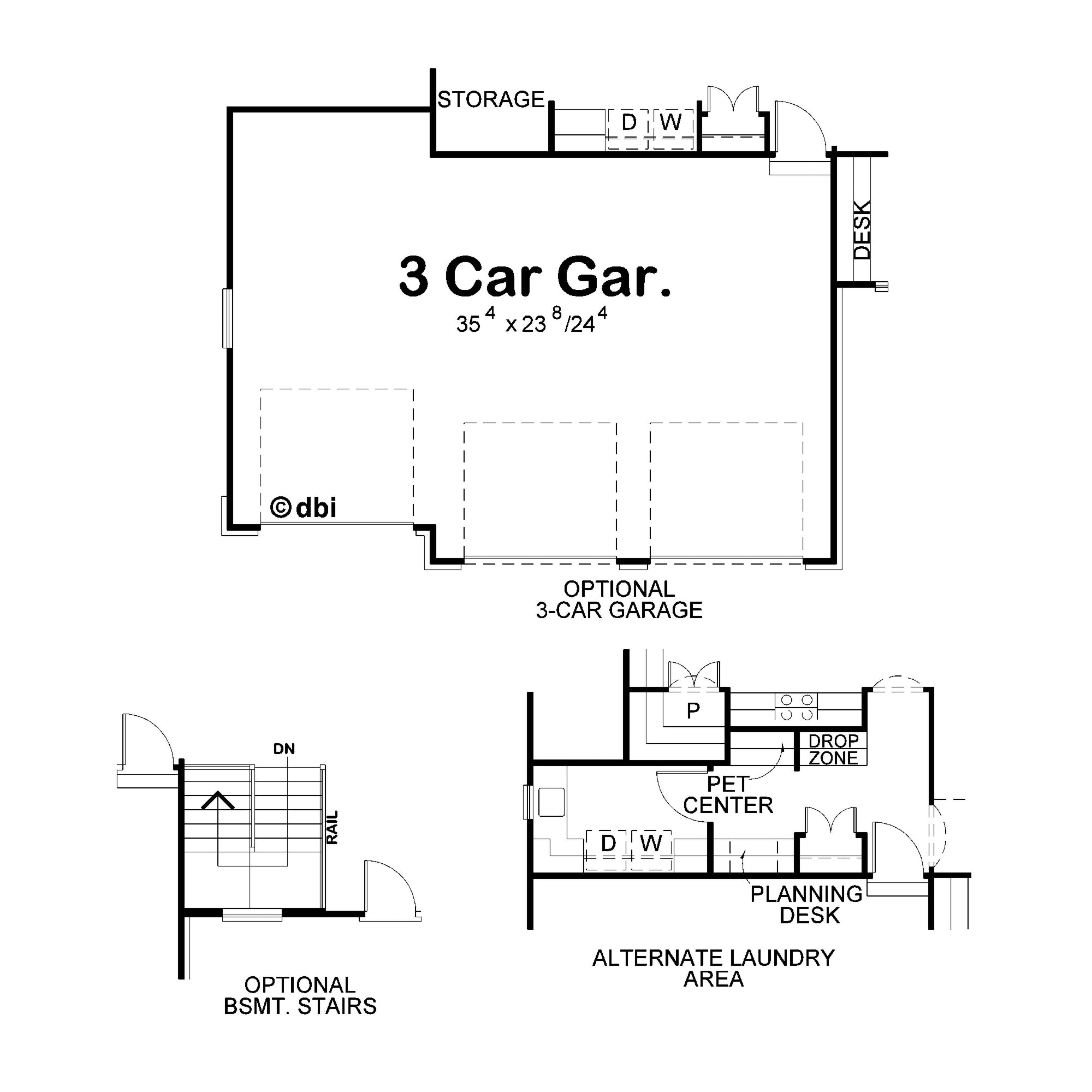 AB8072-A Craftsman House Optional Garage Floor Plan, 1 to 2 Bedrooms, 2 Bathrooms | Neeson House Plan