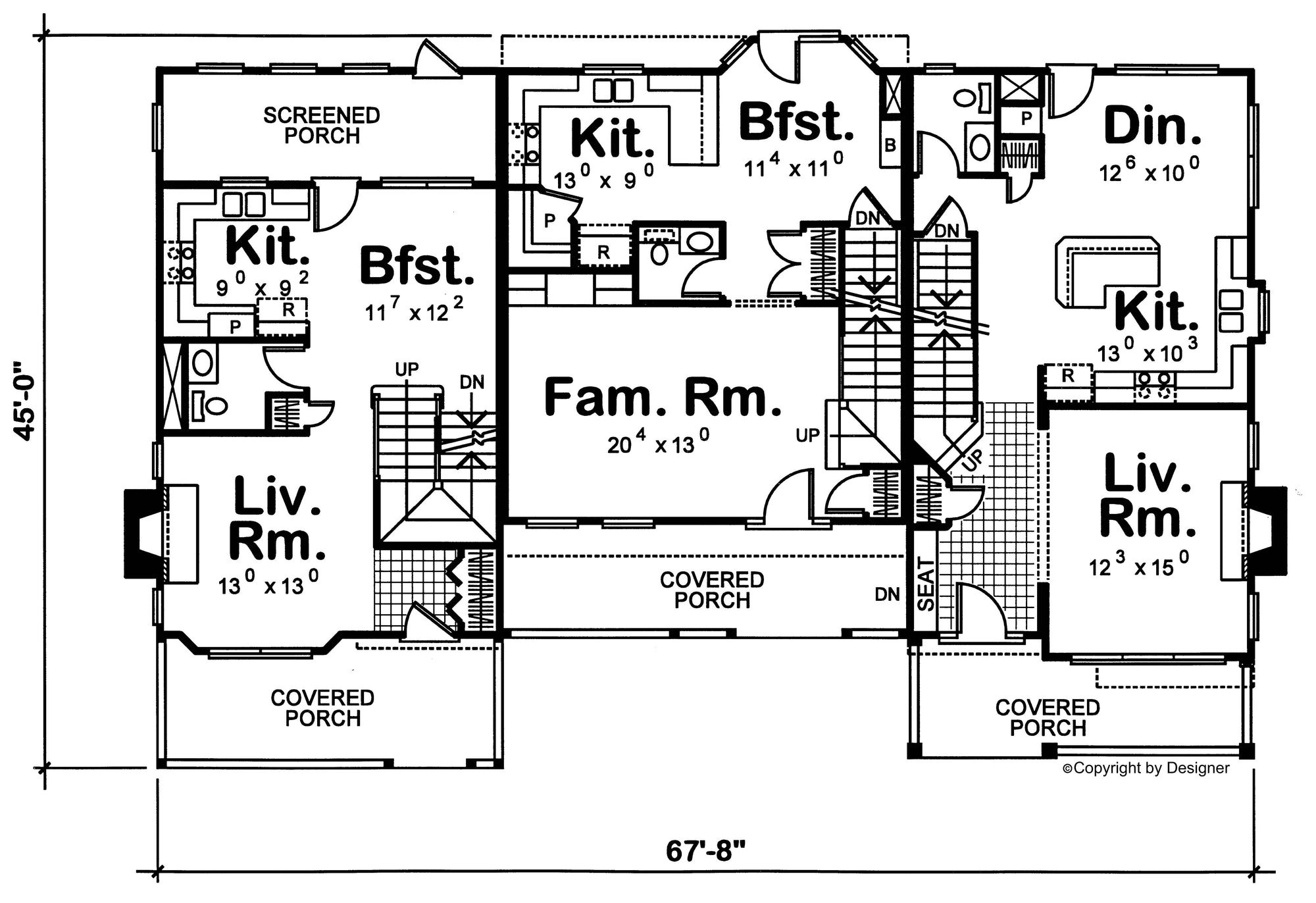 AB7952-A Colonial Triplex House First Floor Plan, 9 Bedrooms, 6 Bathrooms, 3 Half Bathrooms | Hamden 7604