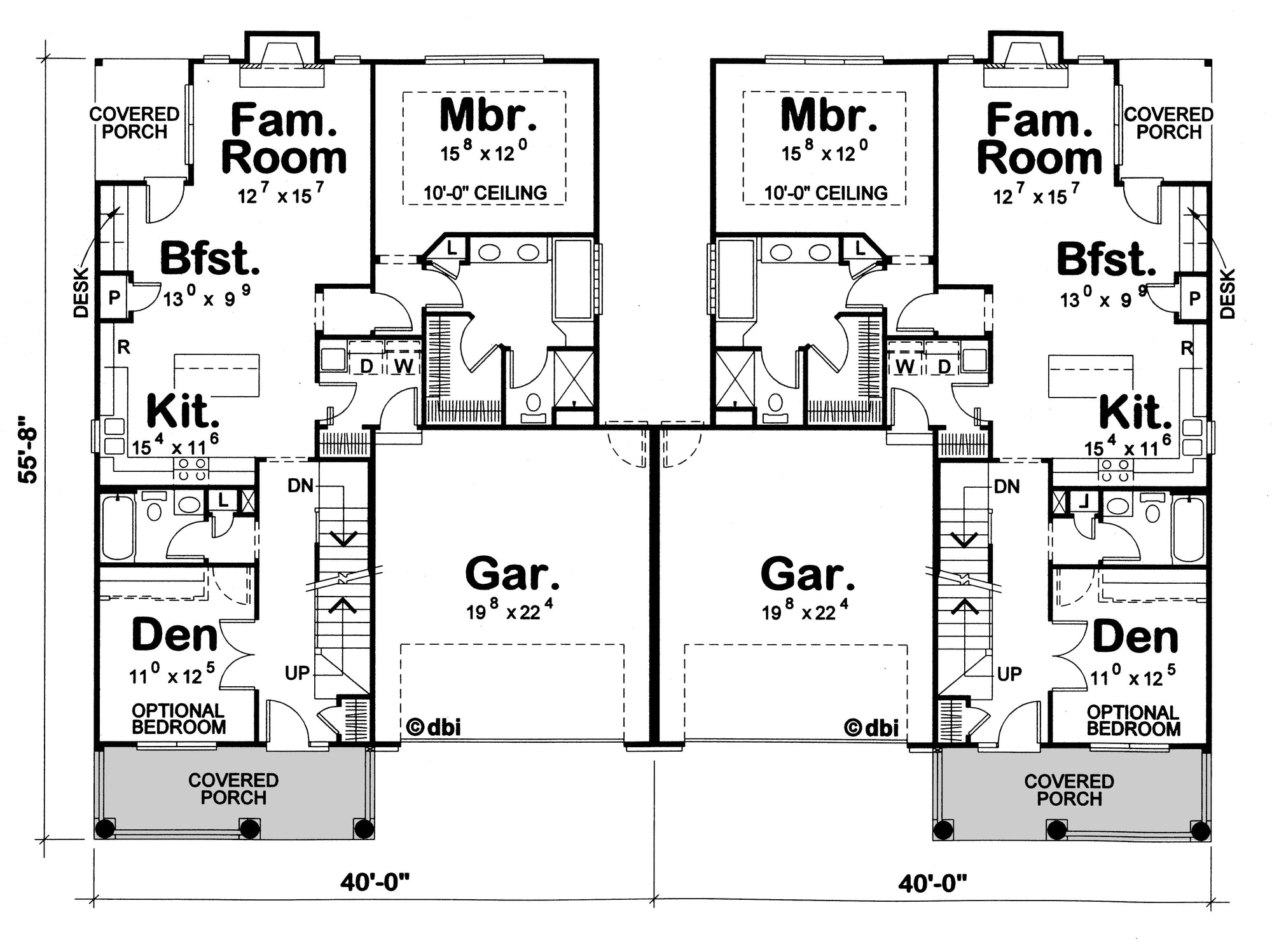 AB7953-A Traditional Duplex House First Floor Plan, 6 Bedrooms, 6 Bathrooms | Wheeler 7618