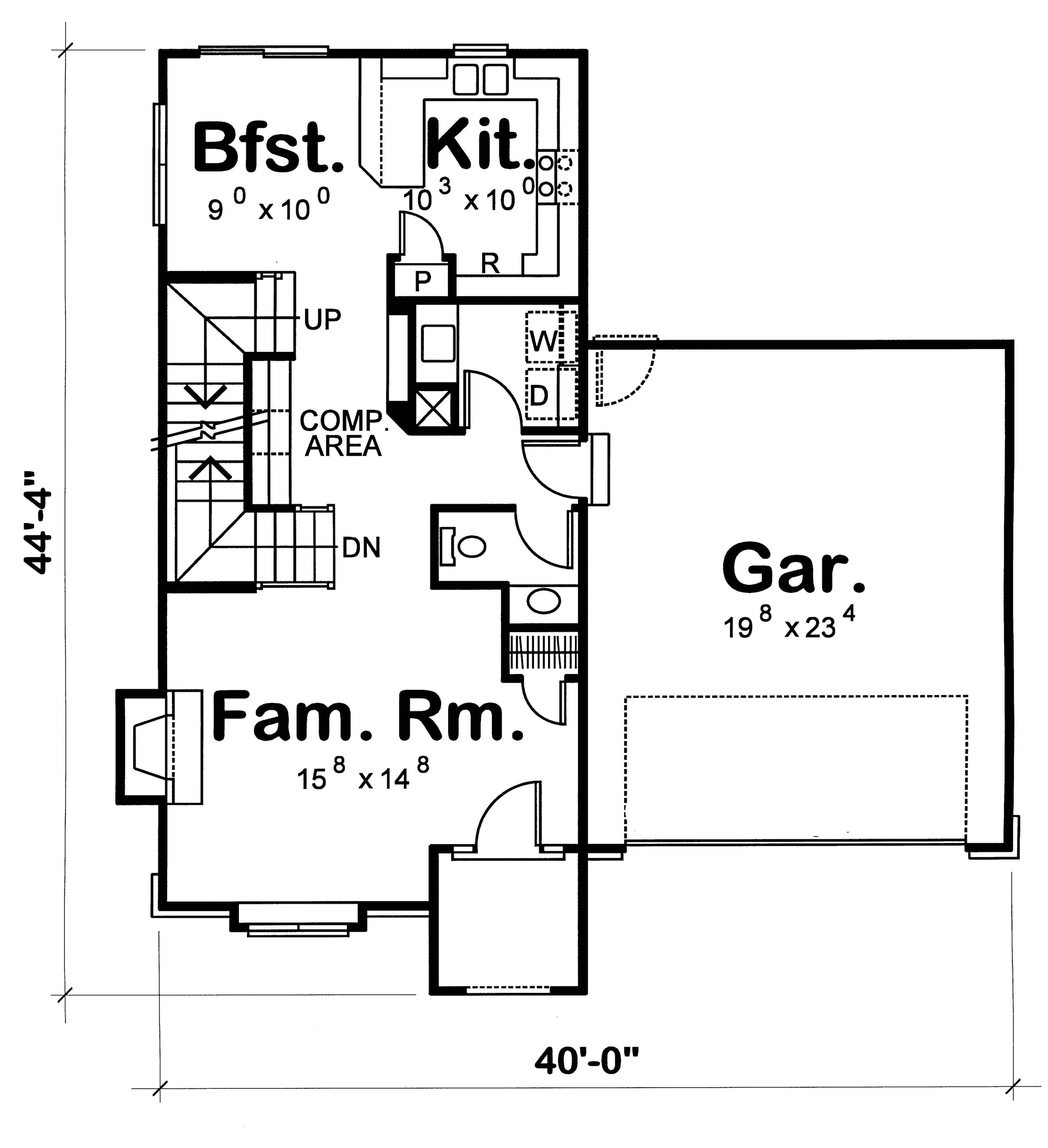AB7759-A French Country House First Floor Plan, 3 Bedrooms, 2.5 Bathrooms | Ravena House Plan