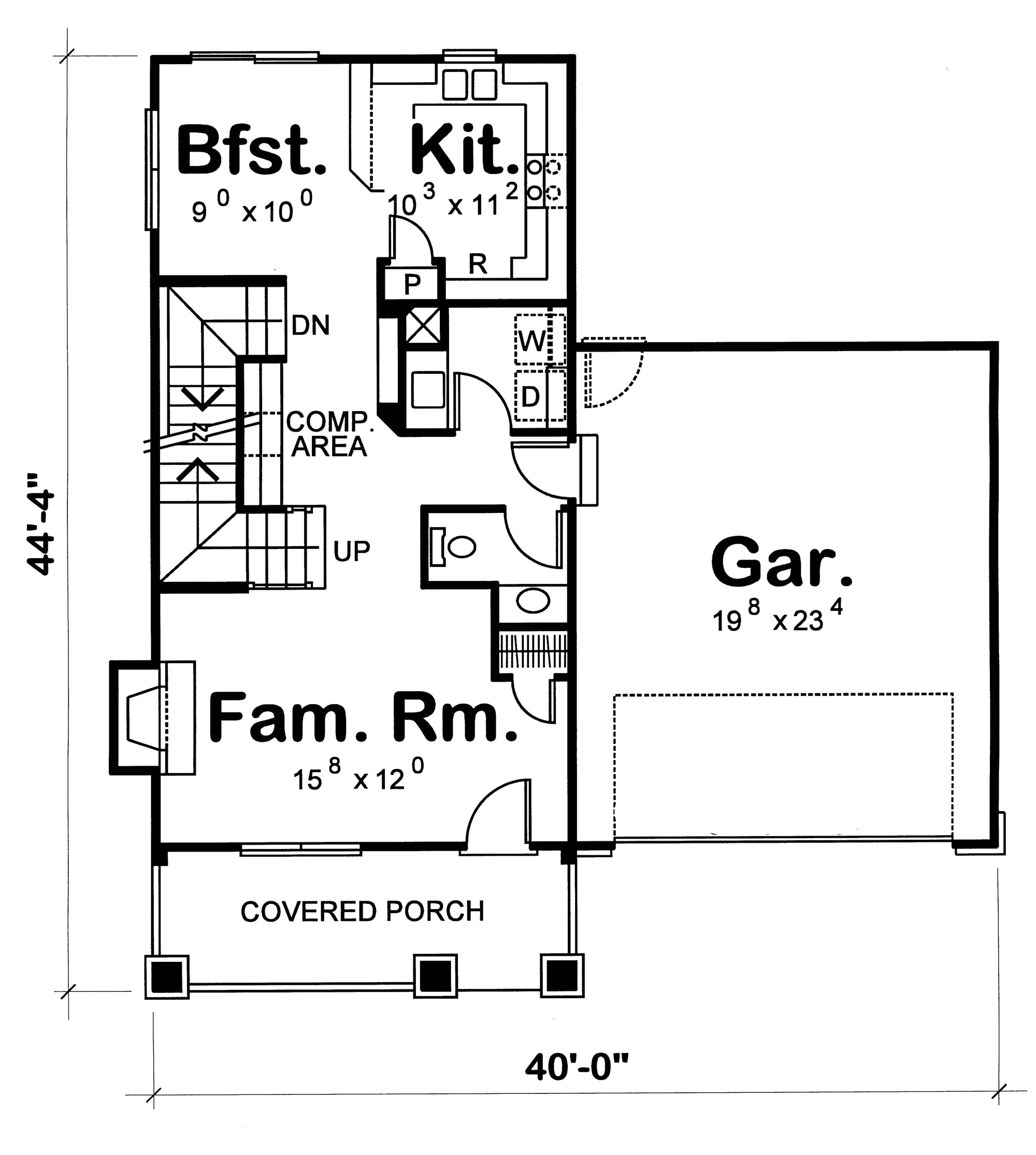 AB7761-A Craftsman House First Floor Plan, 3 Bedrooms, 2.5 Bathrooms | Sumner House Plan