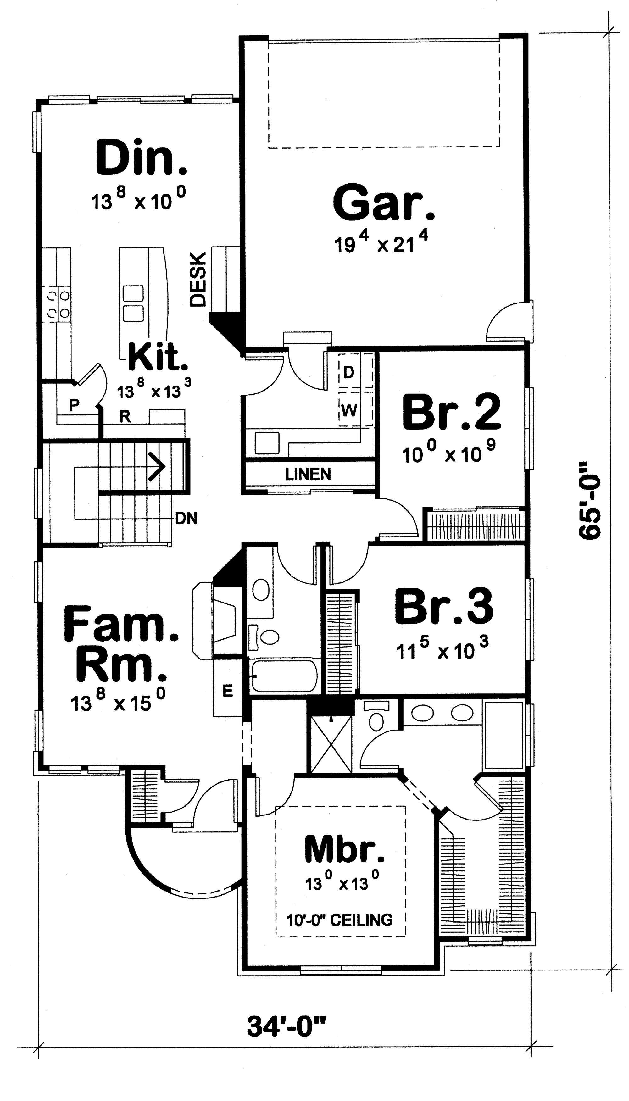 AB7956-A French Country House First Floor Plan, 3 Bedrooms, 2 Bathrooms | High Pointe 8622