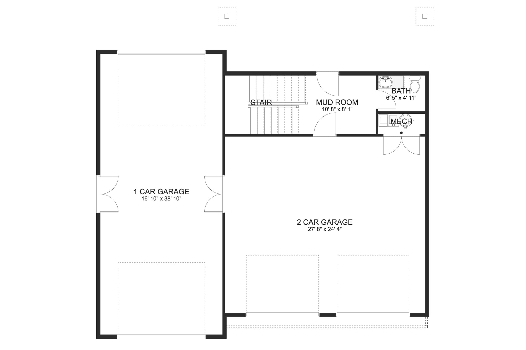 AO7989-A Contemporary Garage Apartment Floor Plan, 1 Bedroom, 1.5 Bathrooms | Andreas