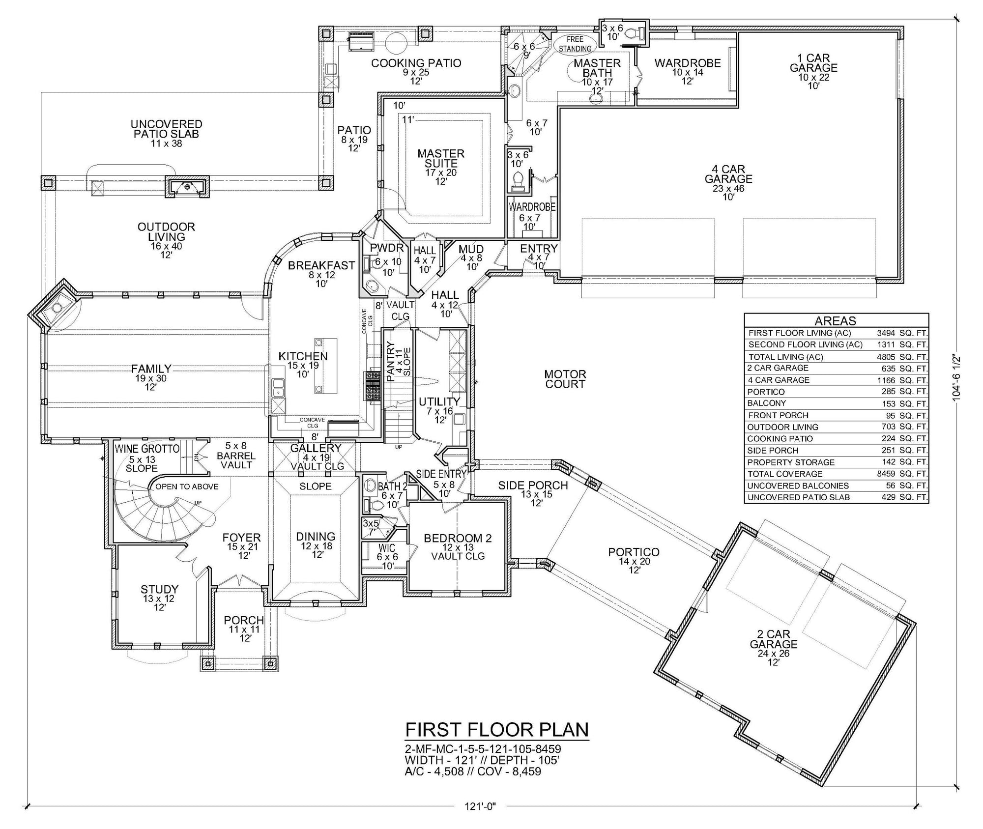 F8041-A French Country House First Floor Plan, 5 Bedrooms, 5.5 Bathrooms | Becky Jane