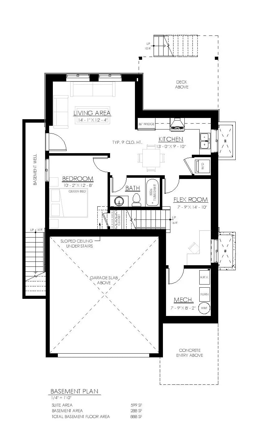 S7489-A Modern Farmhouse House Basement Floor Plan, 3 Bed, 2.5 Bath | Brunswick House Plan