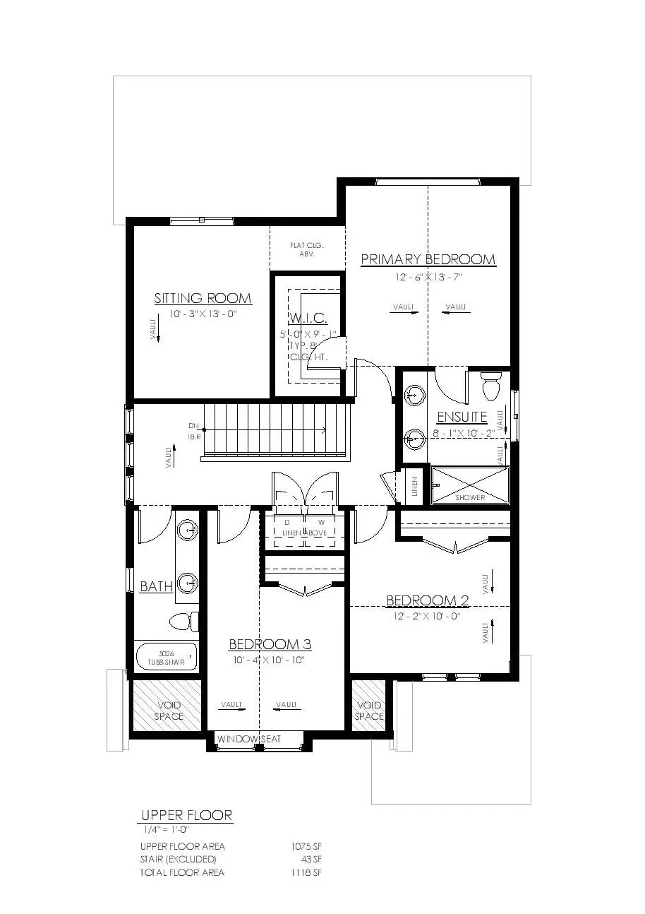 S7489-A Modern Farmhouse House Second Floor Plan, 3 Bed, 2.5 Bath | Brunswick House Plan