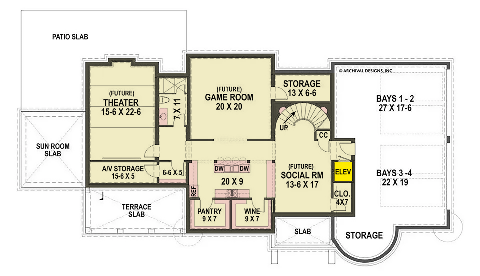 A071-A Bernini Estates House, Archival Design, Basement Floor Plan