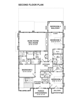 x7316-a blue isle ii house second floor plan 6-7 beds 7 baths