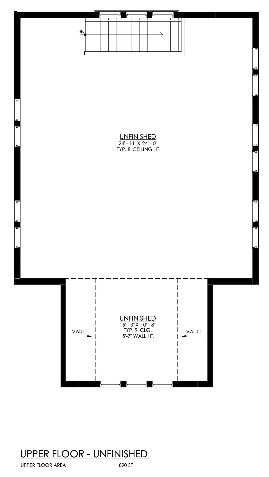Bookside Unfinished Upper Floor Plan