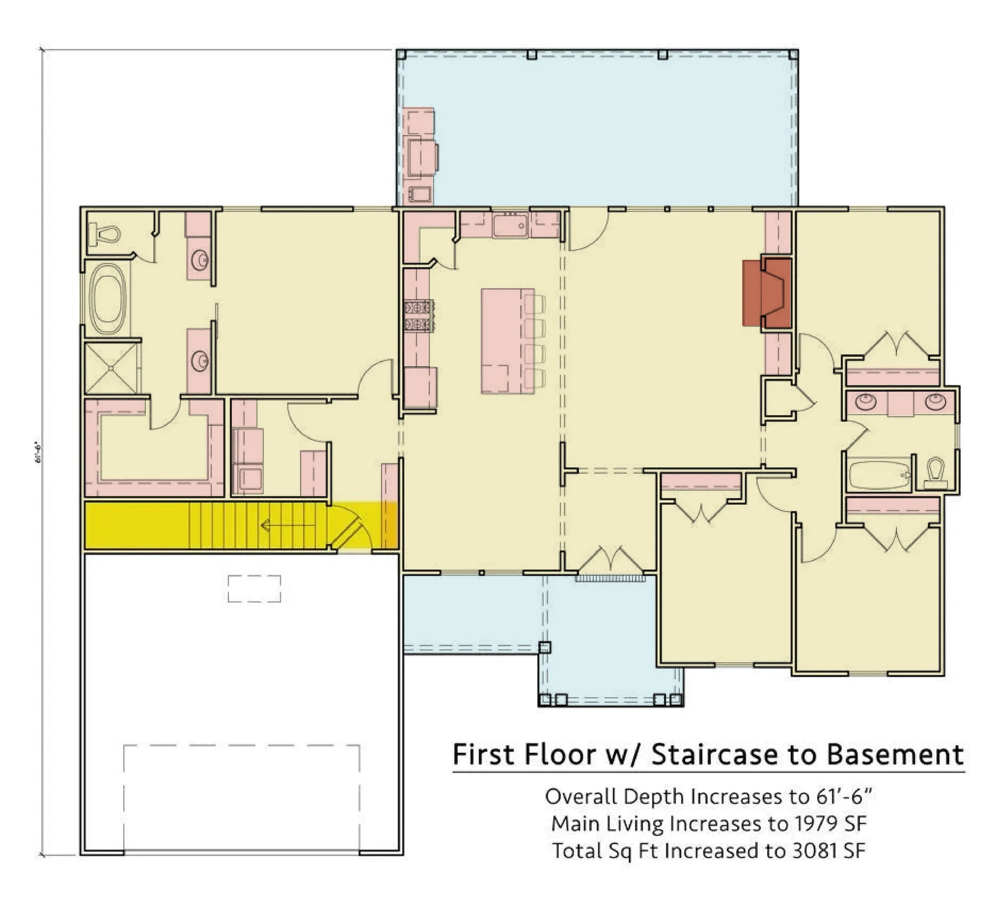 C596-A Cottage House Basement Floor Plan, 4 Bed, 2 Bath | Deer Run House Plan