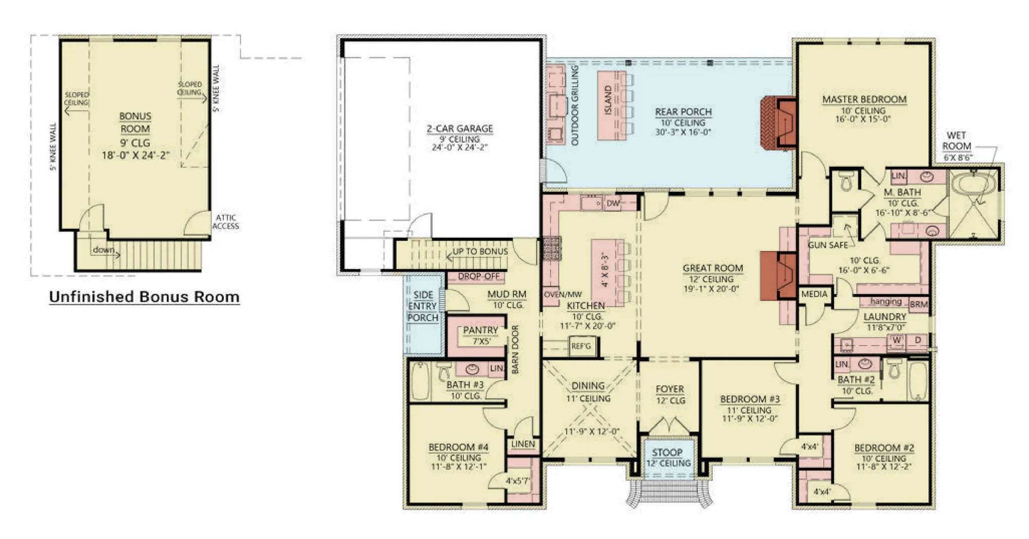 C651-A French Country House Plan First Floor Plan, 4 Bed, 3.5 Bath | Brookhaven House Plan