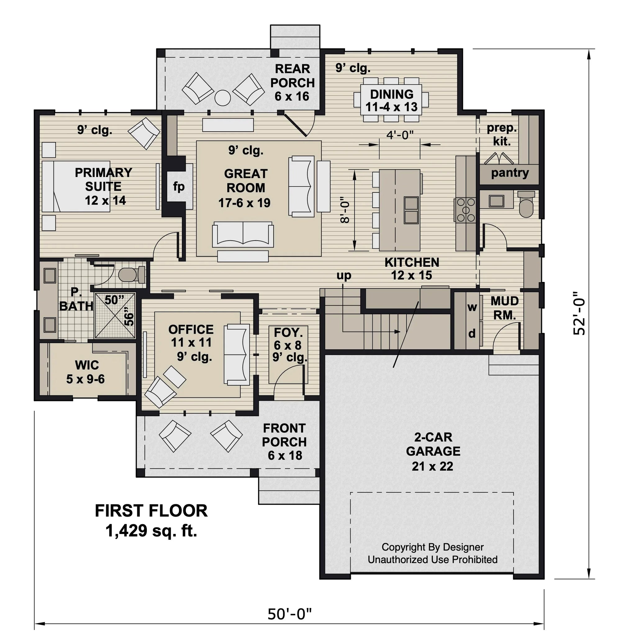 D7348-A Pleasant Hill House First Floor Plan