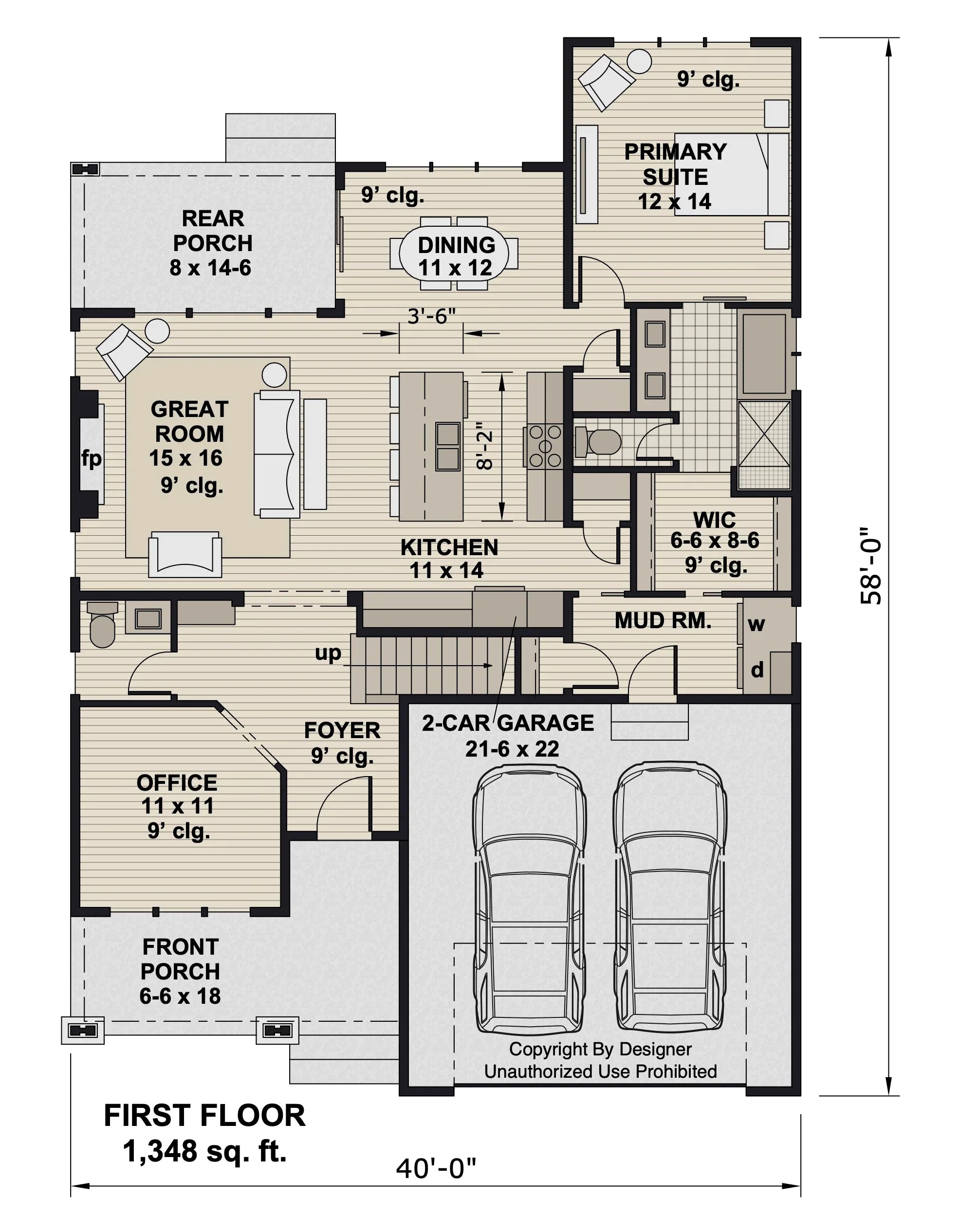 D7375-A Hugo House First Floor Plan