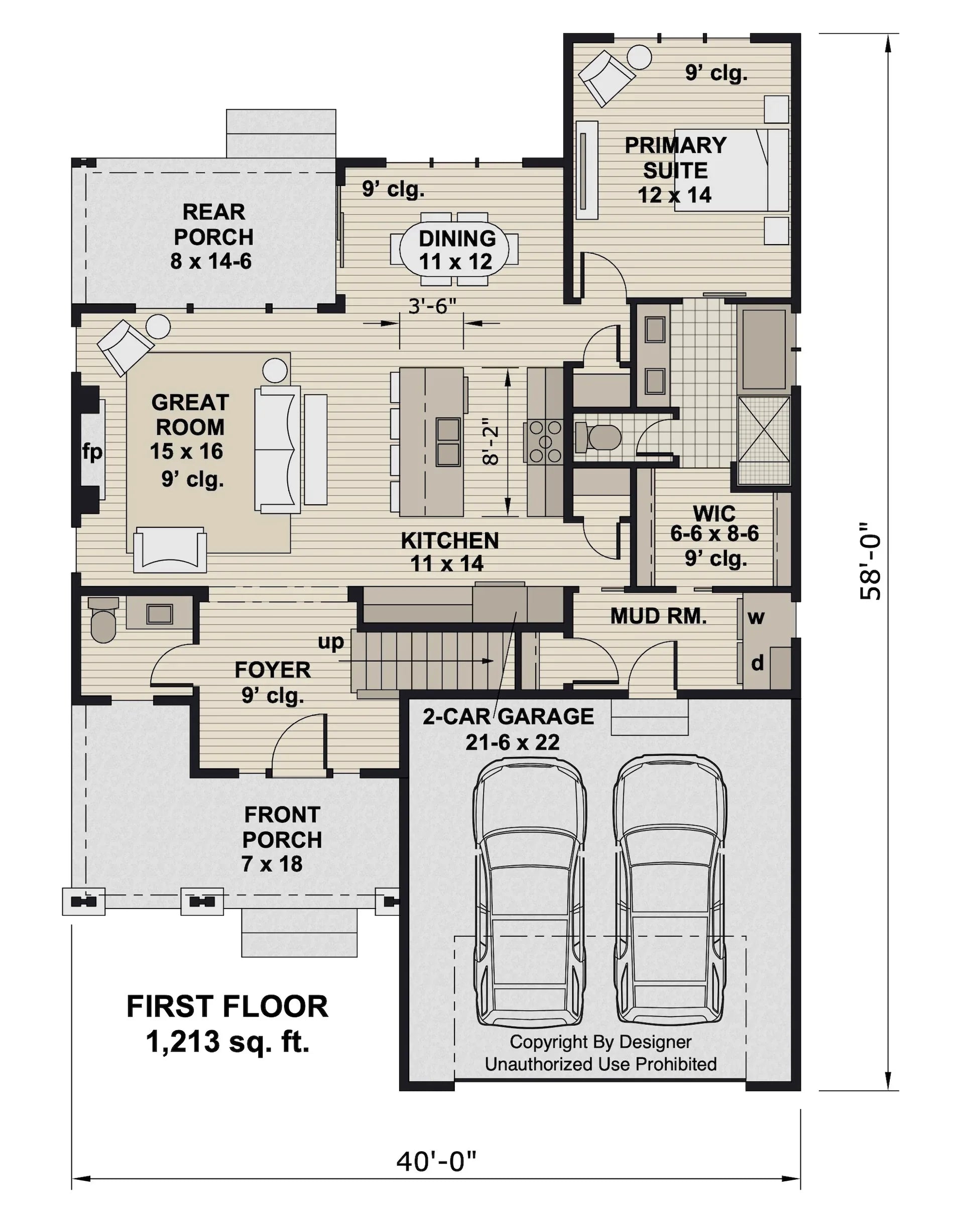 D7347-A Lino Lakes House First Floor Plan 3 Beds 2.5 Baths