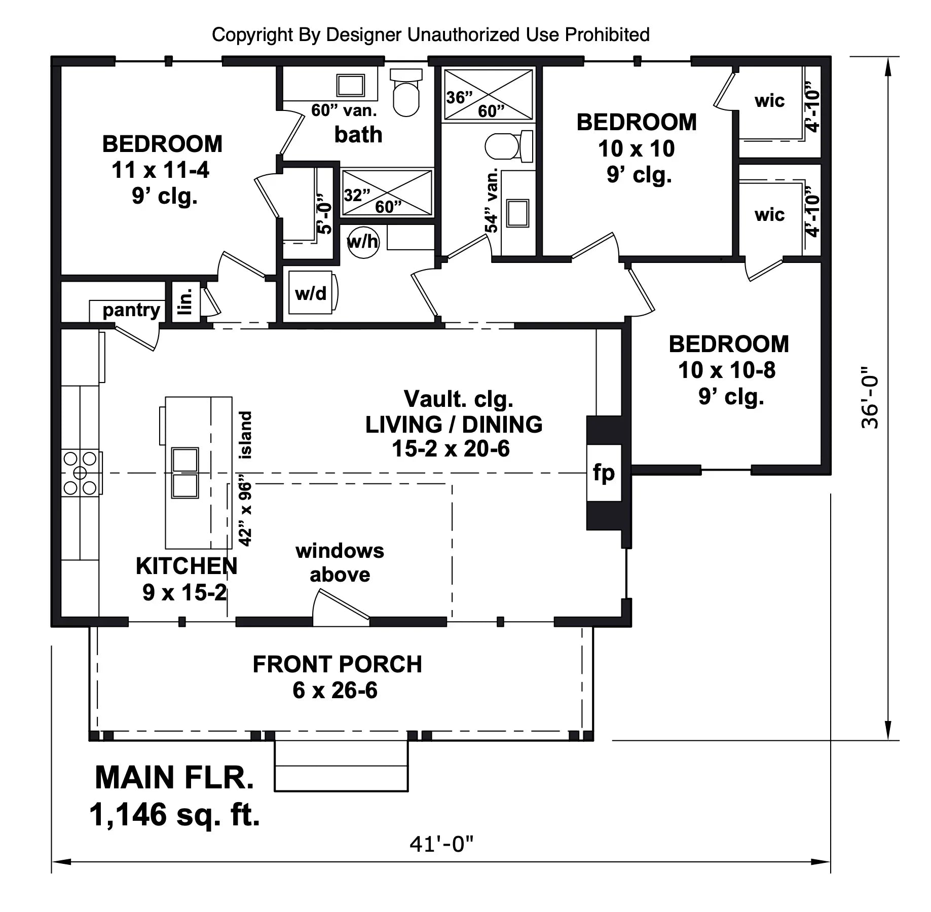 D7360-A Willow Ranch House First Floor Plan 3 Beds 2 Baths