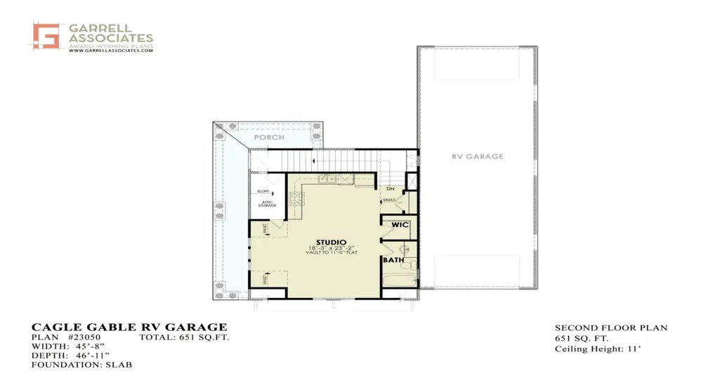 Cagle Gable RV Garage House Plan - Archival Designs House Plans, floor plan